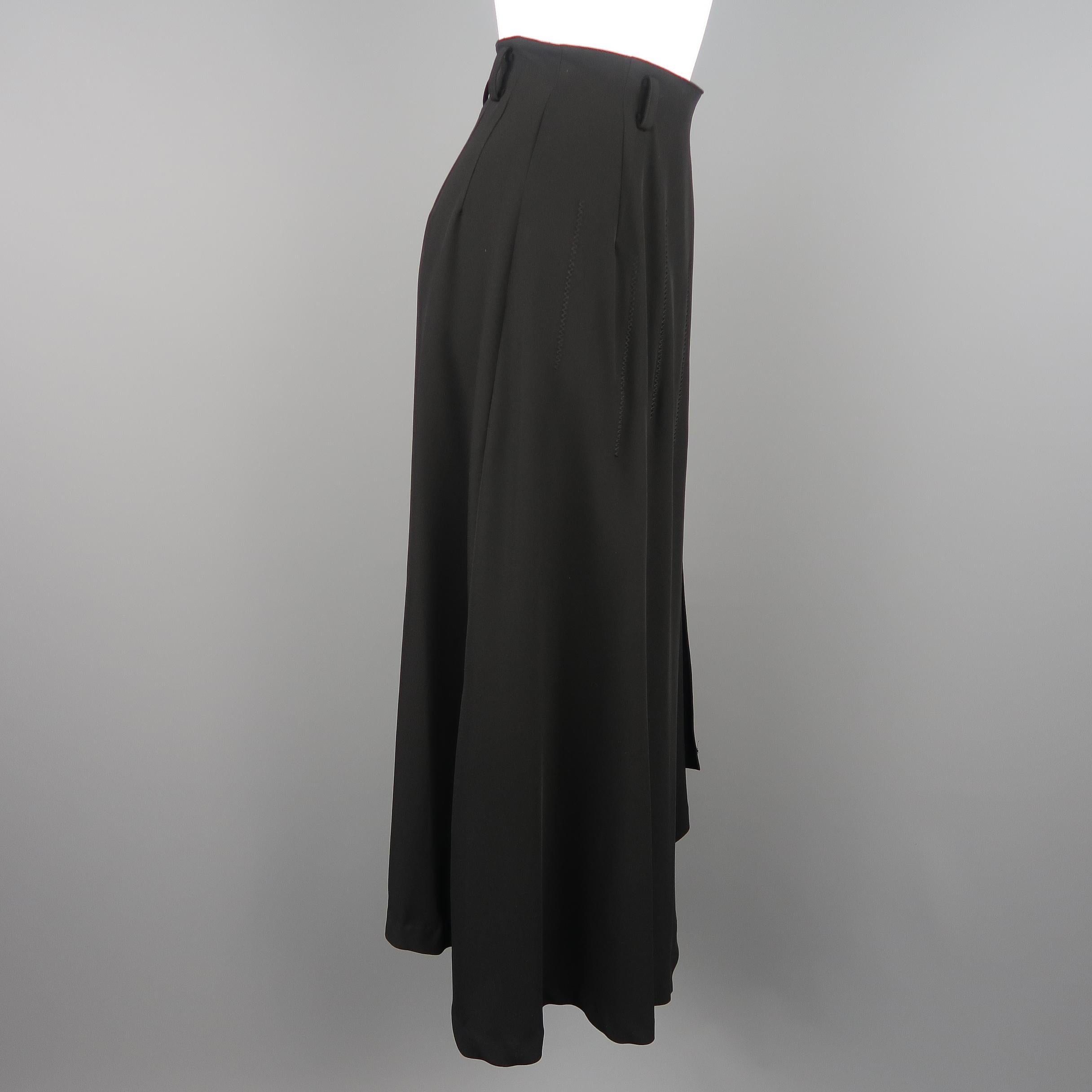 Matsuda Black Triacetate Blend Asymmetrical Skirt 1