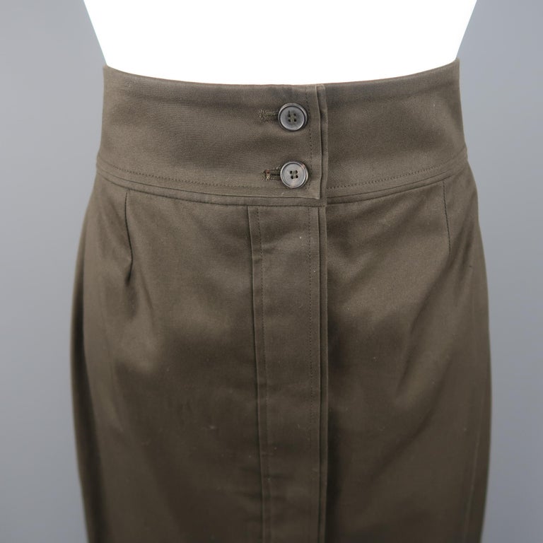 Yves Saint Laurent By Tom Ford Dark Green Cotton Pencil Skirt For Sale ...