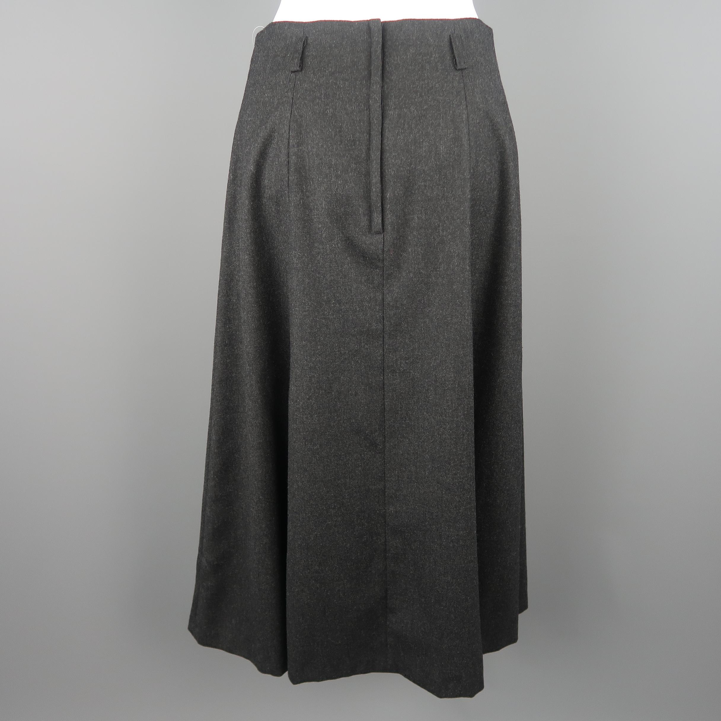 Black Christian Dior Charcoal Wool A-Line Skirt