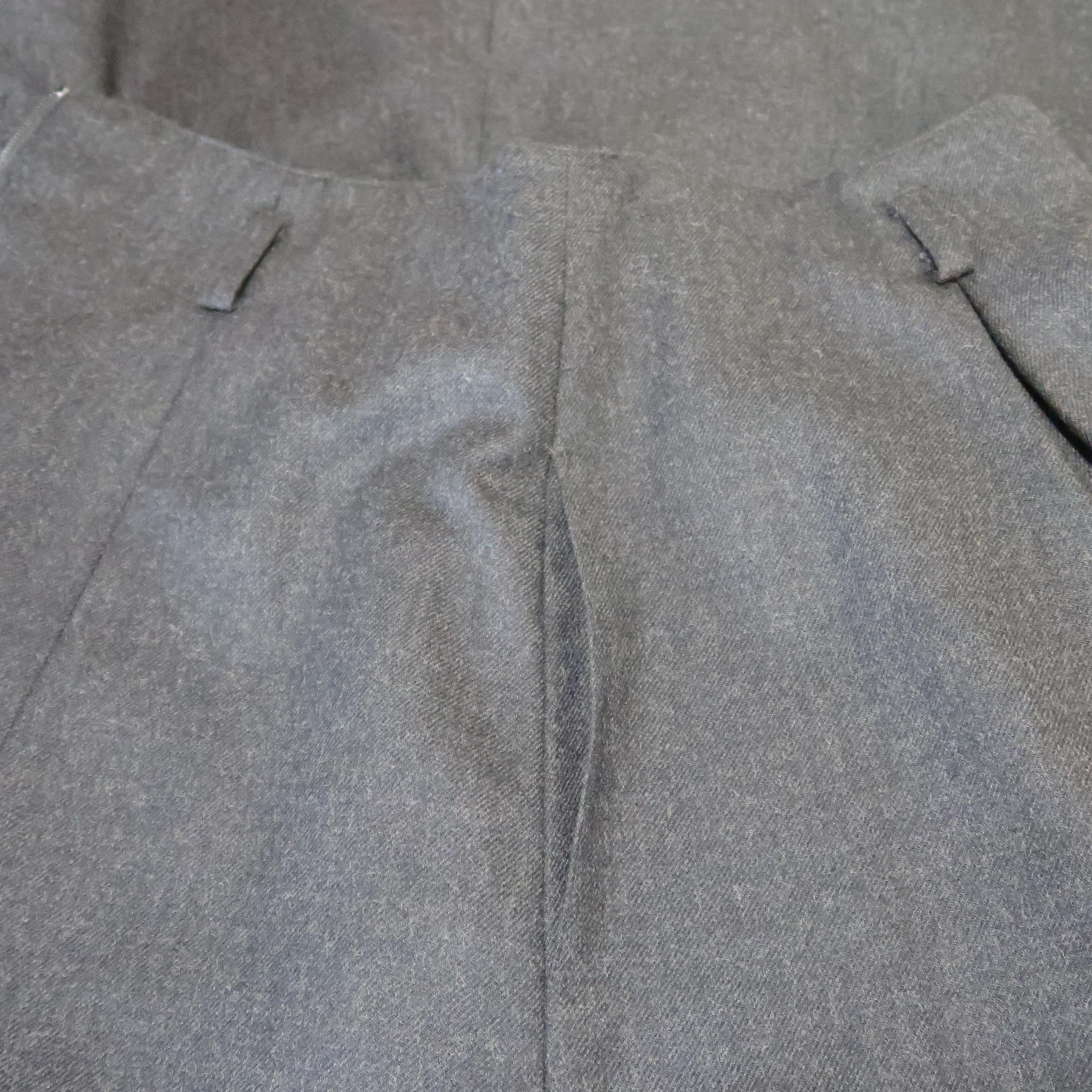 Christian Dior Charcoal Wool A-Line Skirt In Excellent Condition In San Francisco, CA