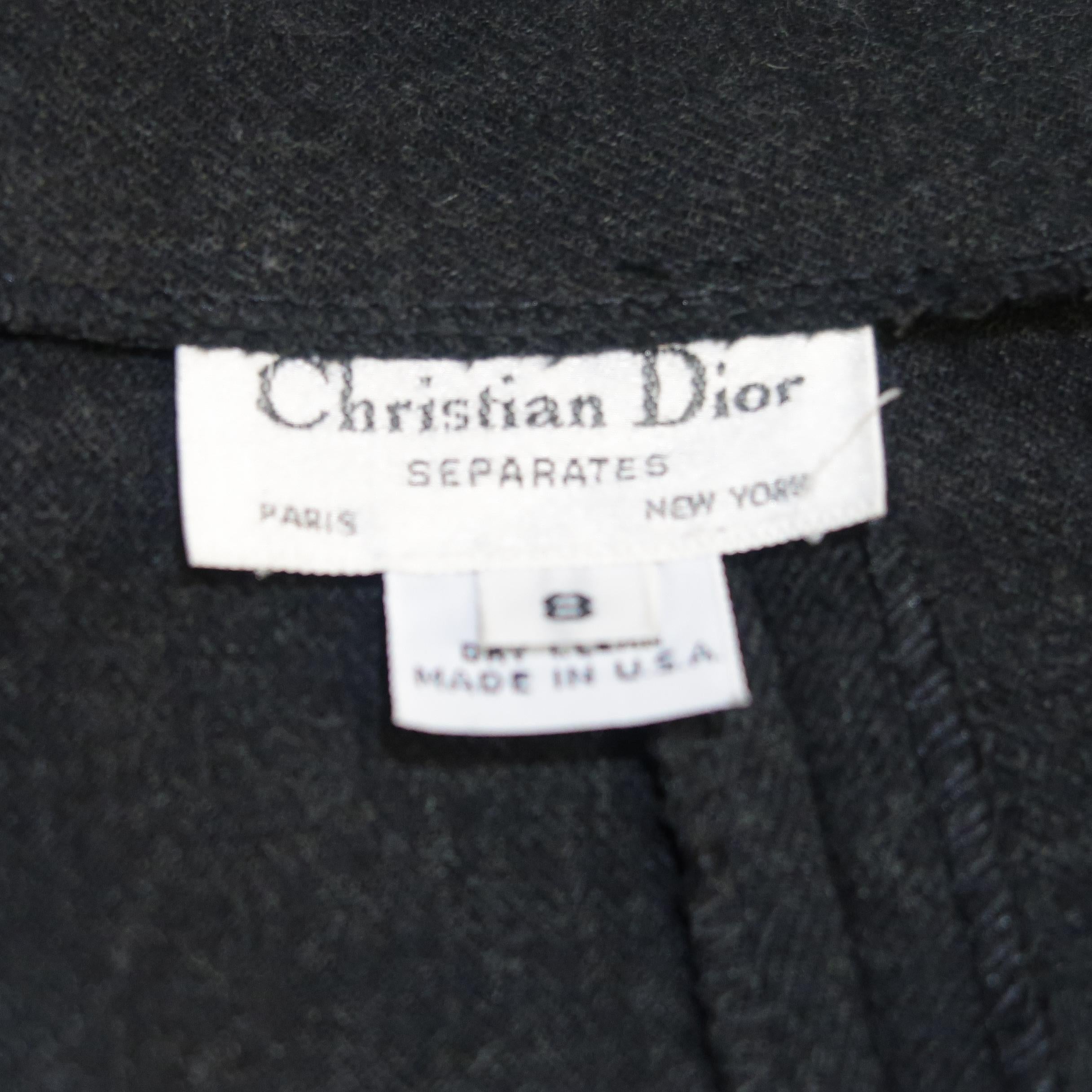 Women's Christian Dior Charcoal Wool A-Line Skirt