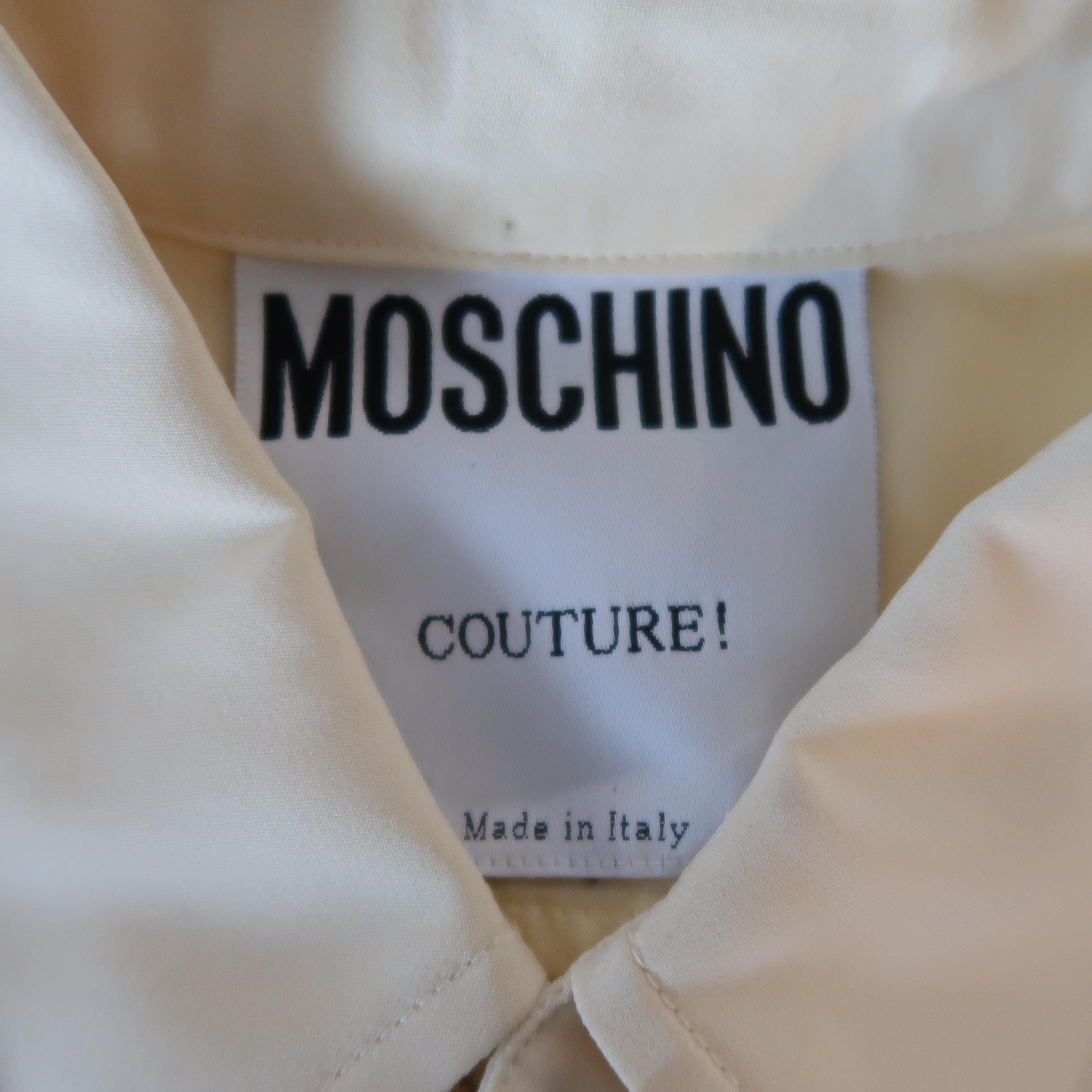 Moschino Cream Beige Stitched Heart Blouse 1
