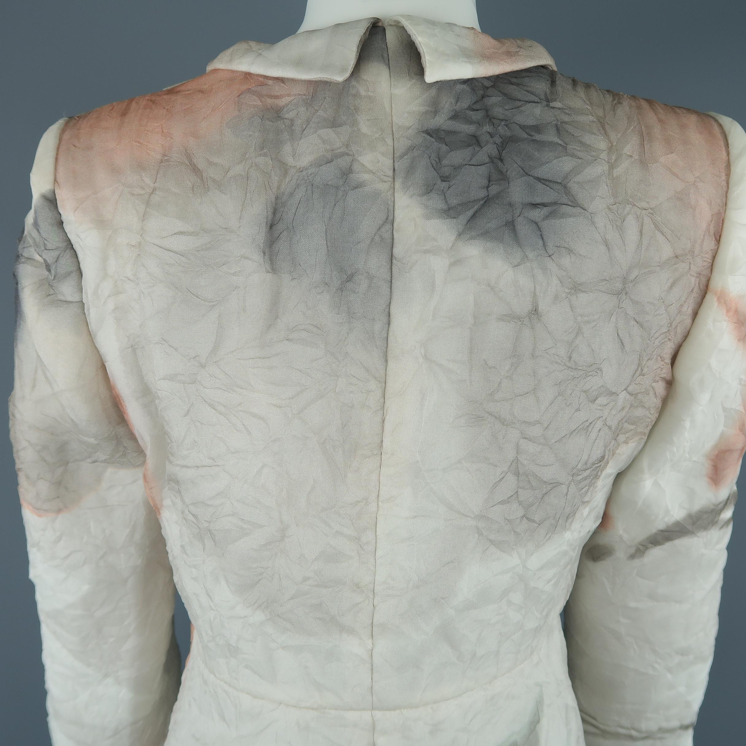 Giorgio Armani Light Gray Print Wrinkle Textured Silk Bow Ties Jacket 3