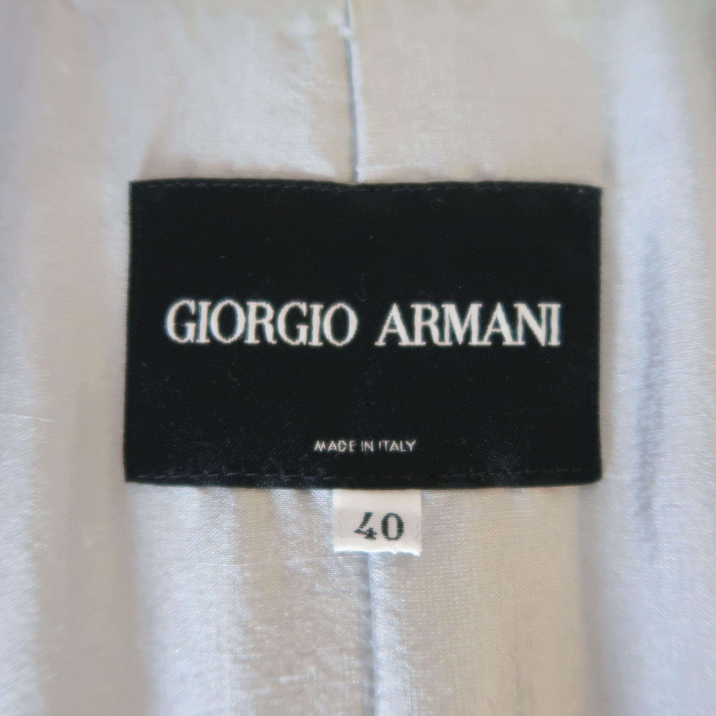 Giorgio Armani Light Gray Print Wrinkle Textured Silk Bow Ties Jacket 4