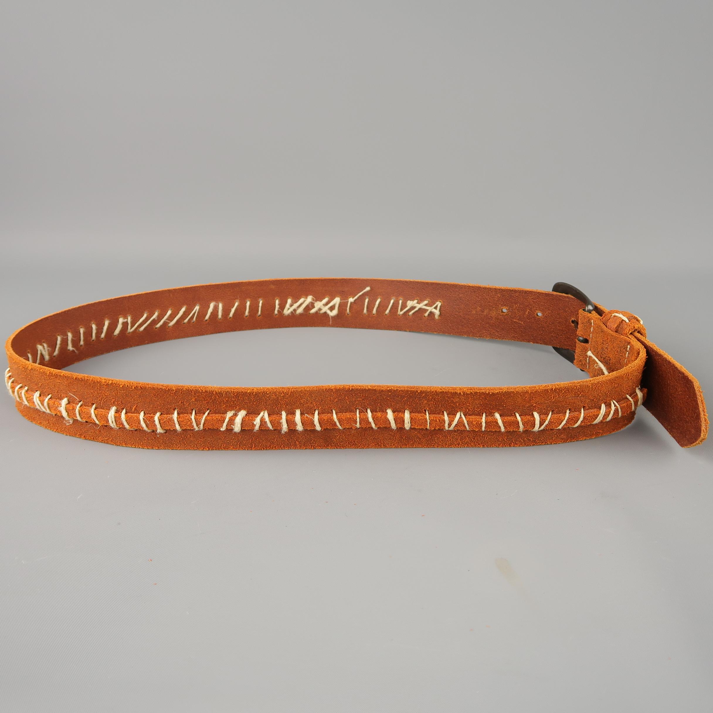 Brown MAISON MARTIN MARGIELA Size 36 Brick Contrast Stitched Belt
