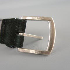 ALBERTO ZIMNI Size 34 Black Contrast Stitch Suede Belt