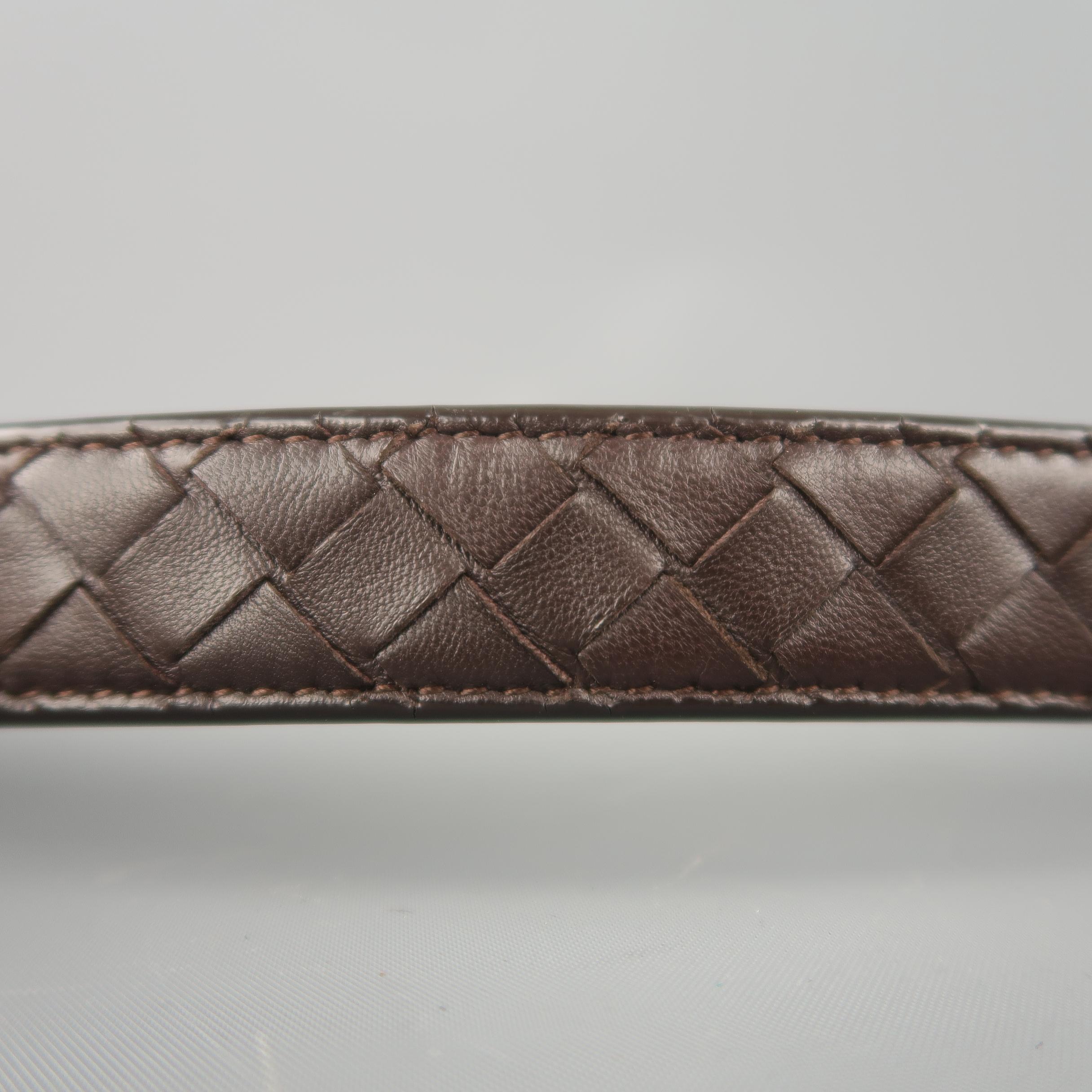 BOTTEGA VENETA Size 34 Brown Intrecciato Woven Leather Belt In Excellent Condition In San Francisco, CA