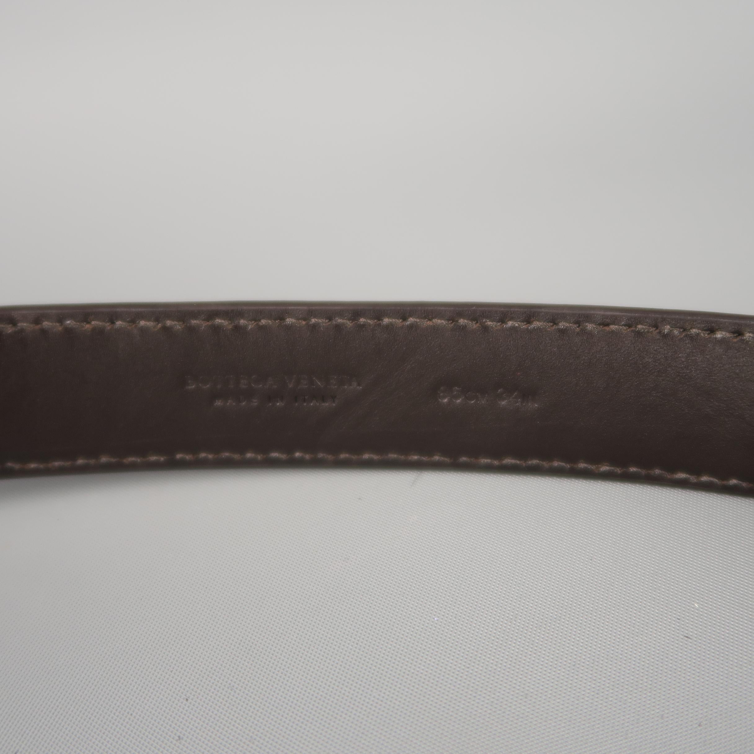 BOTTEGA VENETA Size 34 Brown Intrecciato Woven Leather Belt 1