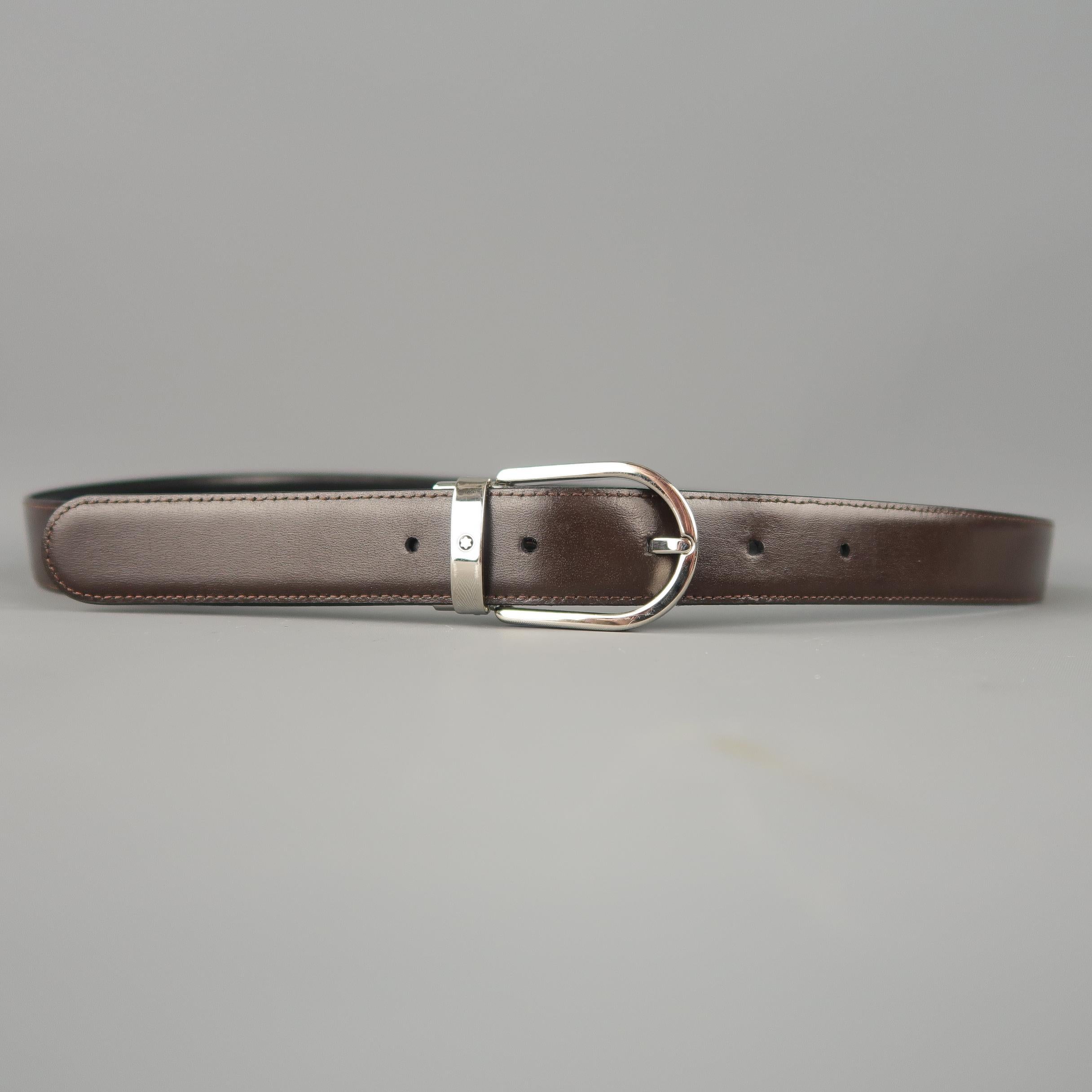 MONT BLANC Size 40 Black & Brown Reversible Leather Belt 2