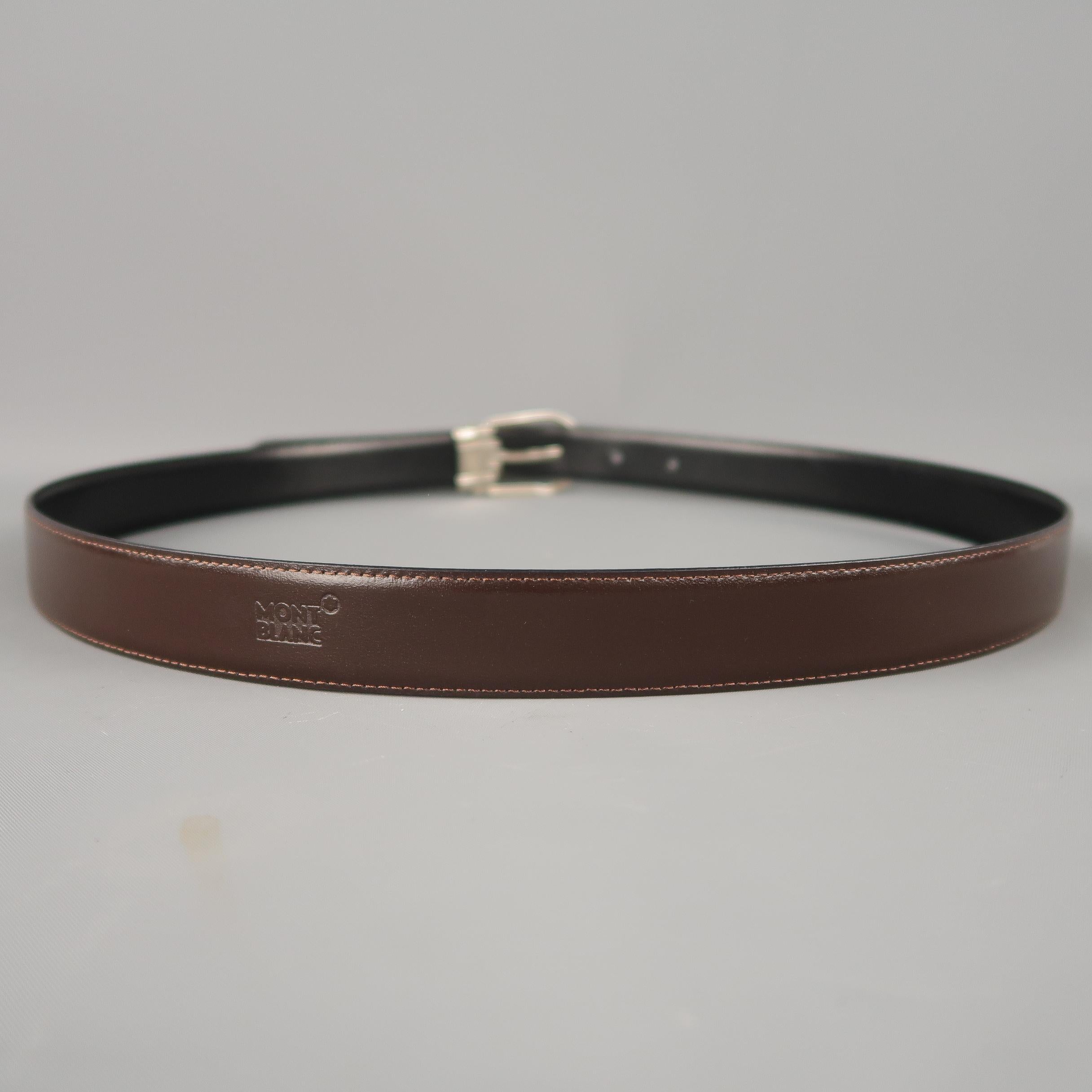 MONT BLANC Size 40 Black & Brown Reversible Leather Belt 3