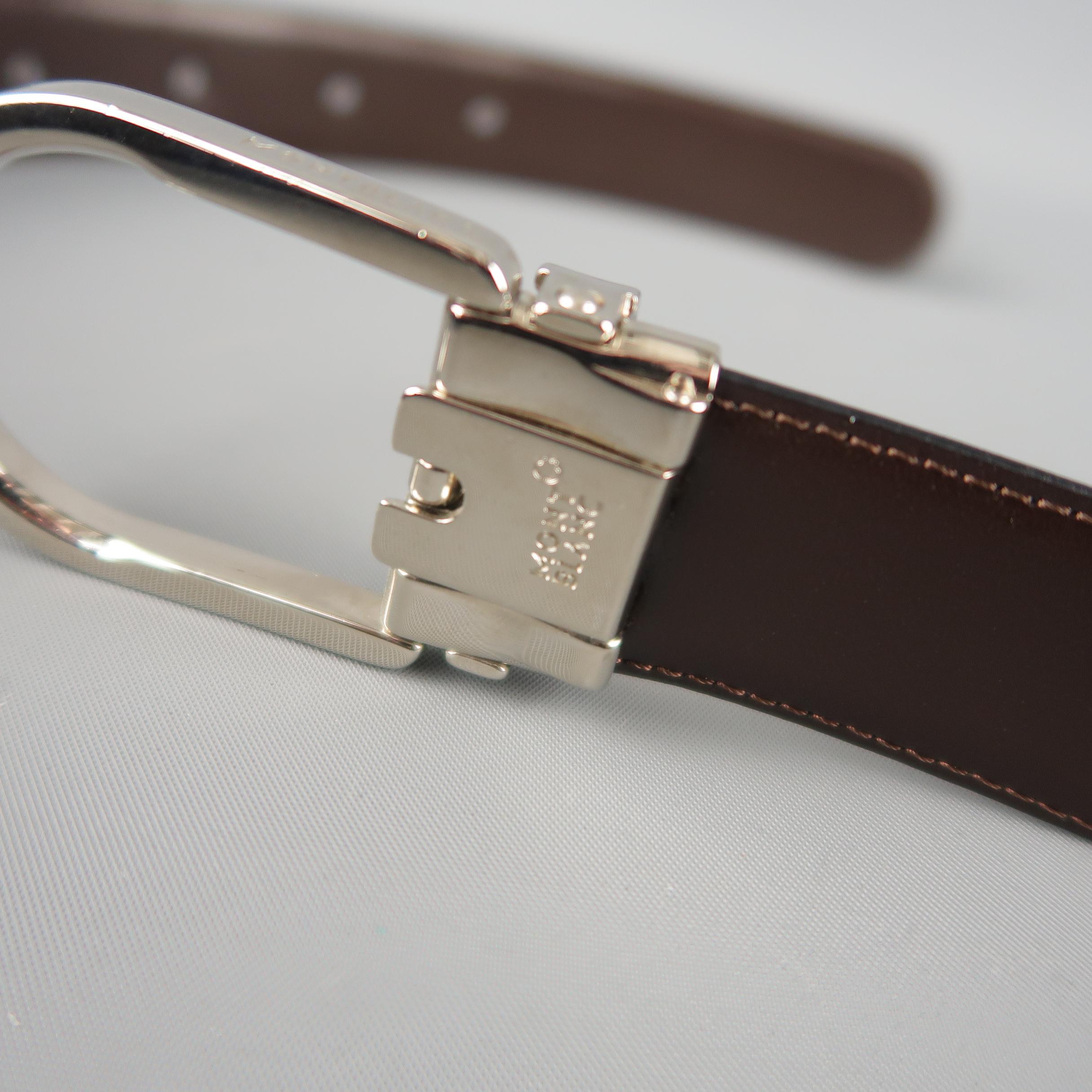 MONT BLANC Size 40 Black & Brown Reversible Leather Belt In Good Condition In San Francisco, CA
