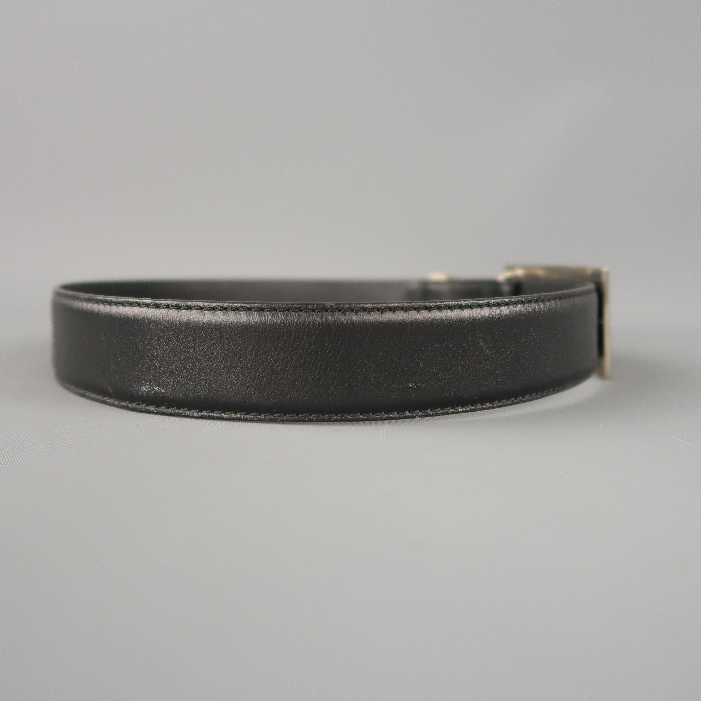 GIANNI VERSACE Size 28 Rhinestone Union Jack Black Leather Belt 2