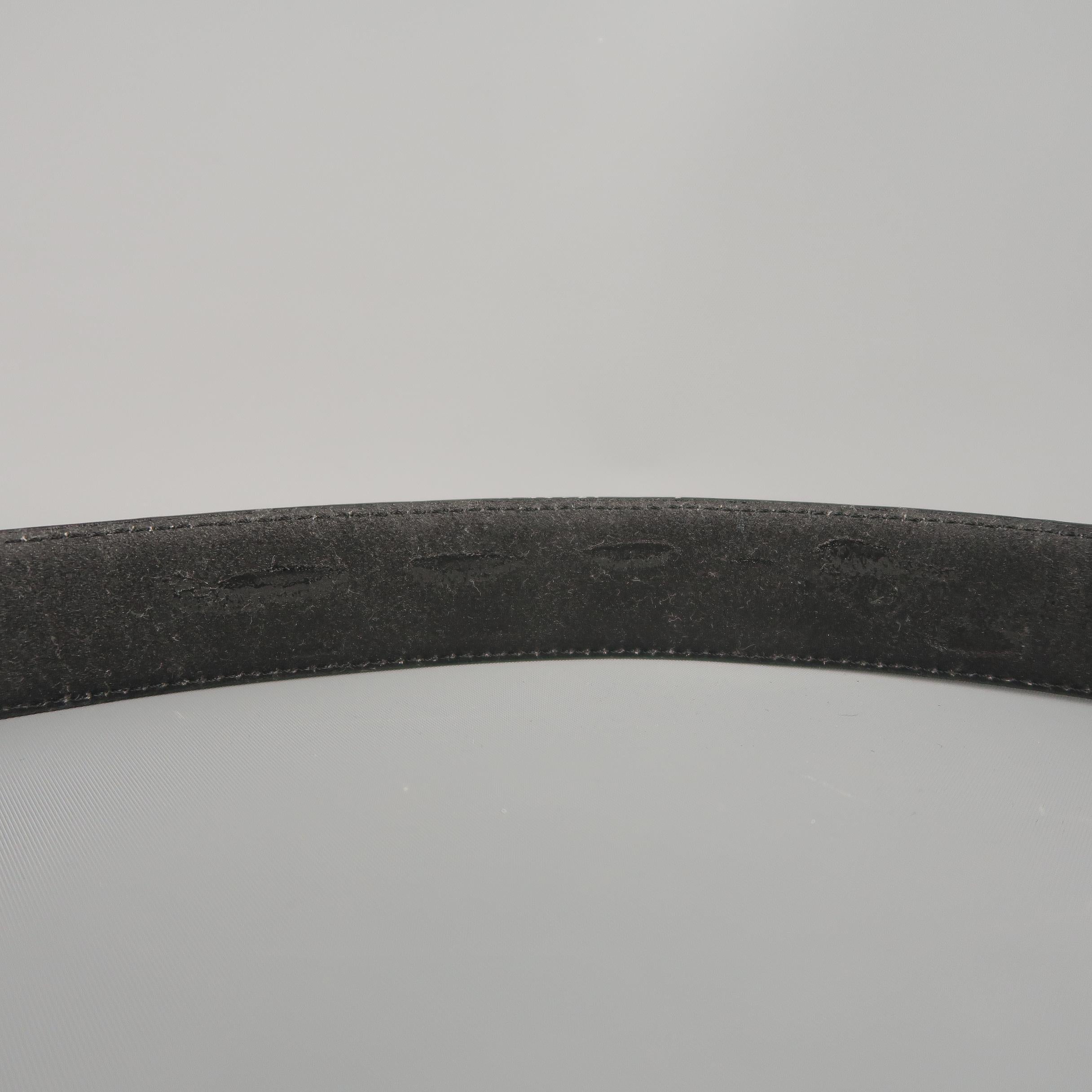 GIANNI VERSACE Size 28 Rhinestone Union Jack Black Leather Belt 3