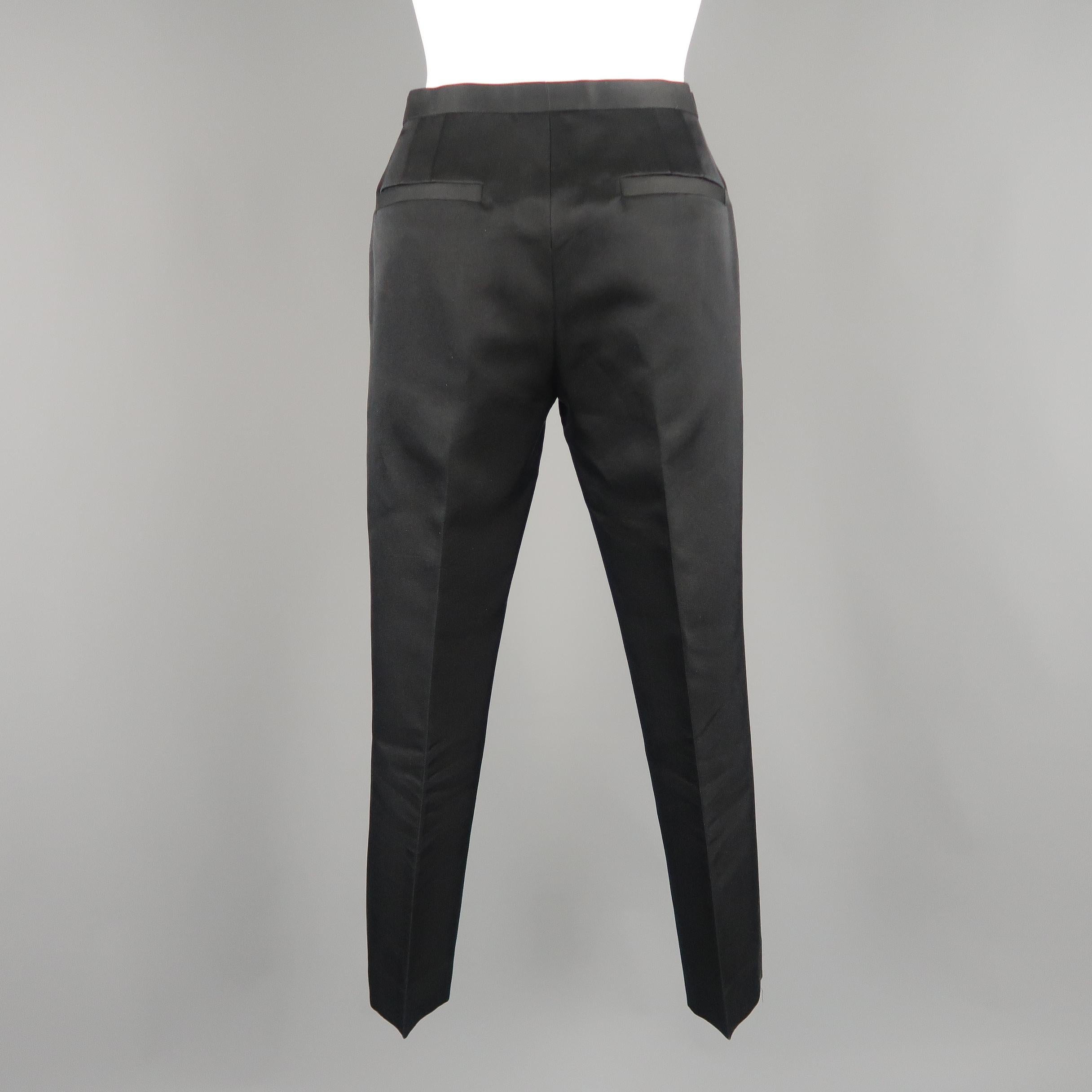 Women's MARC JACOBS Size 2 Black Silk Twill Flat Front Dress Pants