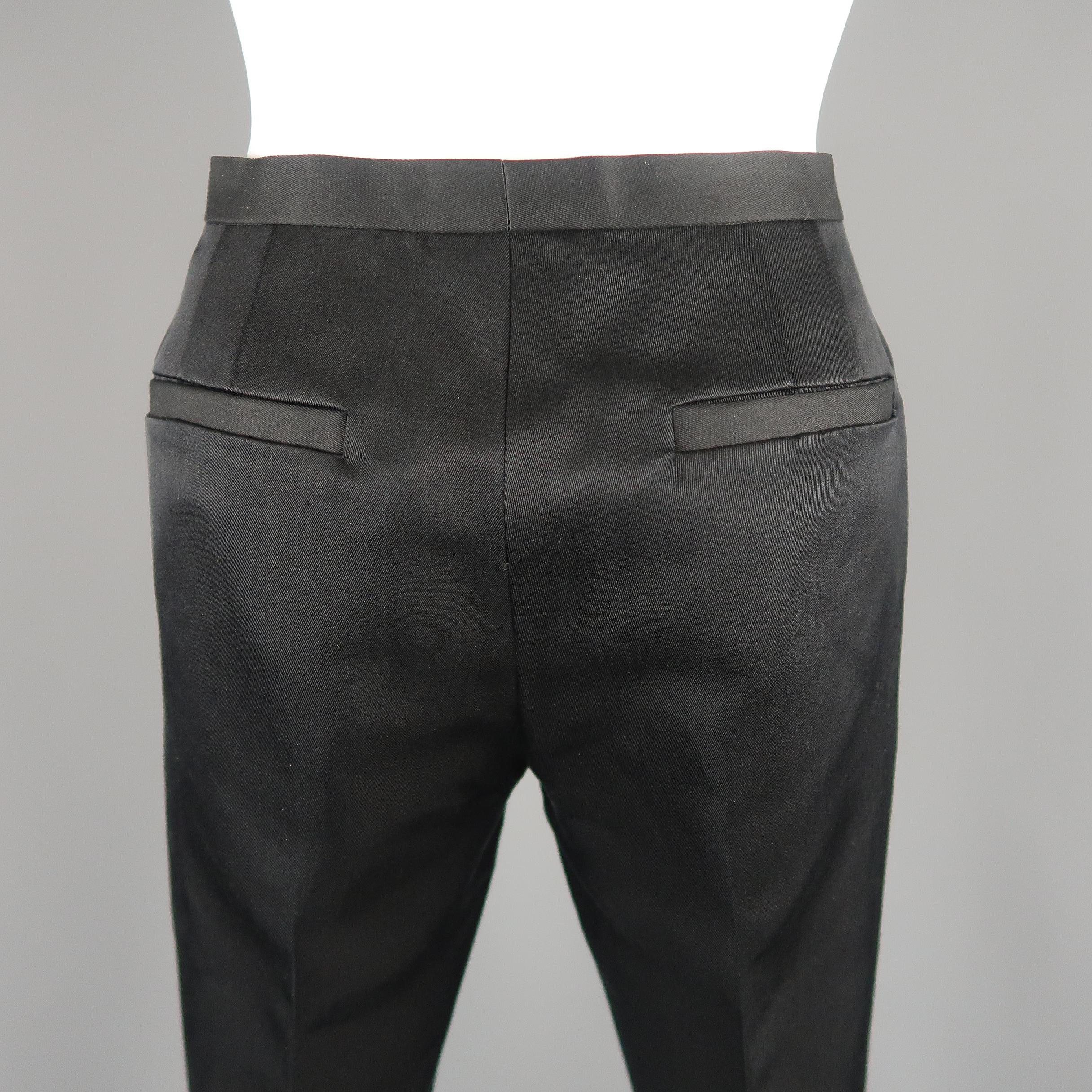 MARC JACOBS Size 2 Black Silk Twill Flat Front Dress Pants 1