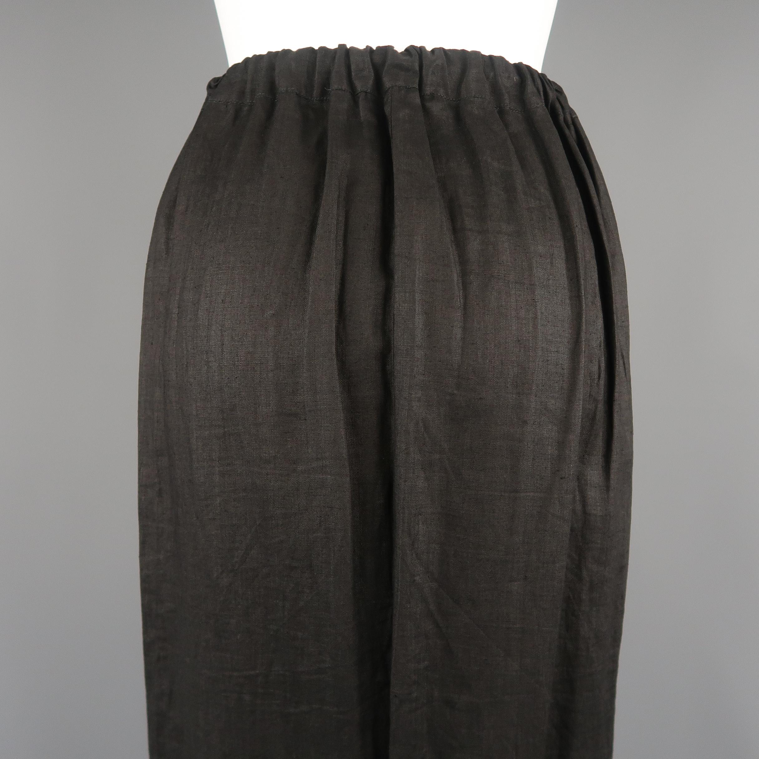 ISSEY MIYAKE Size S Black Linen Toggle Closure A line Wrap Skirt 2