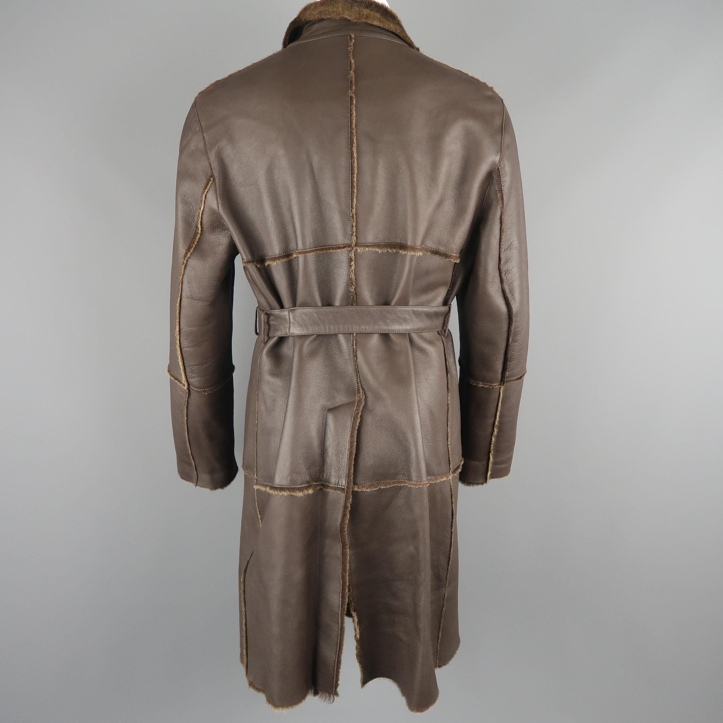 Burberry London Brown Trimmed Sheep Skin Fur Shearling Trench Coat 6