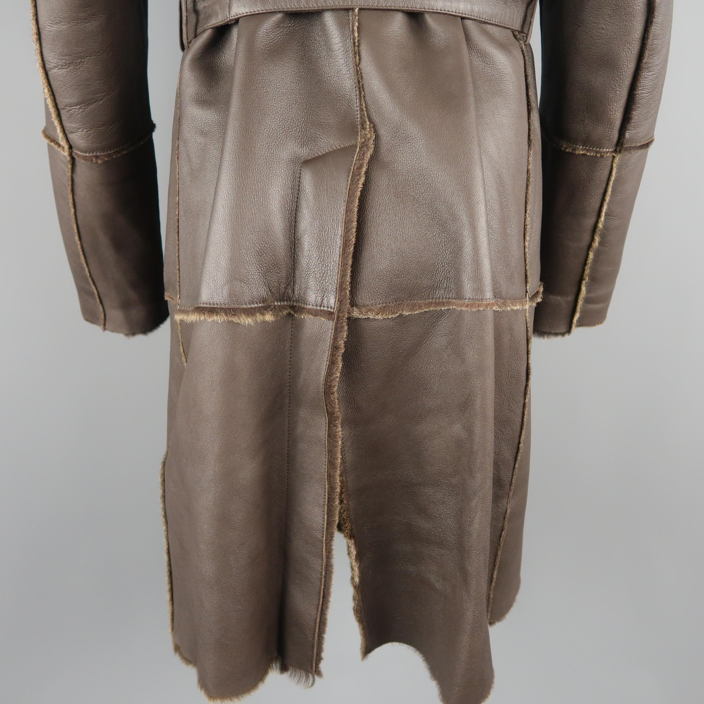 Burberry London Brown Trimmed Sheep Skin Fur Shearling Trench Coat 4