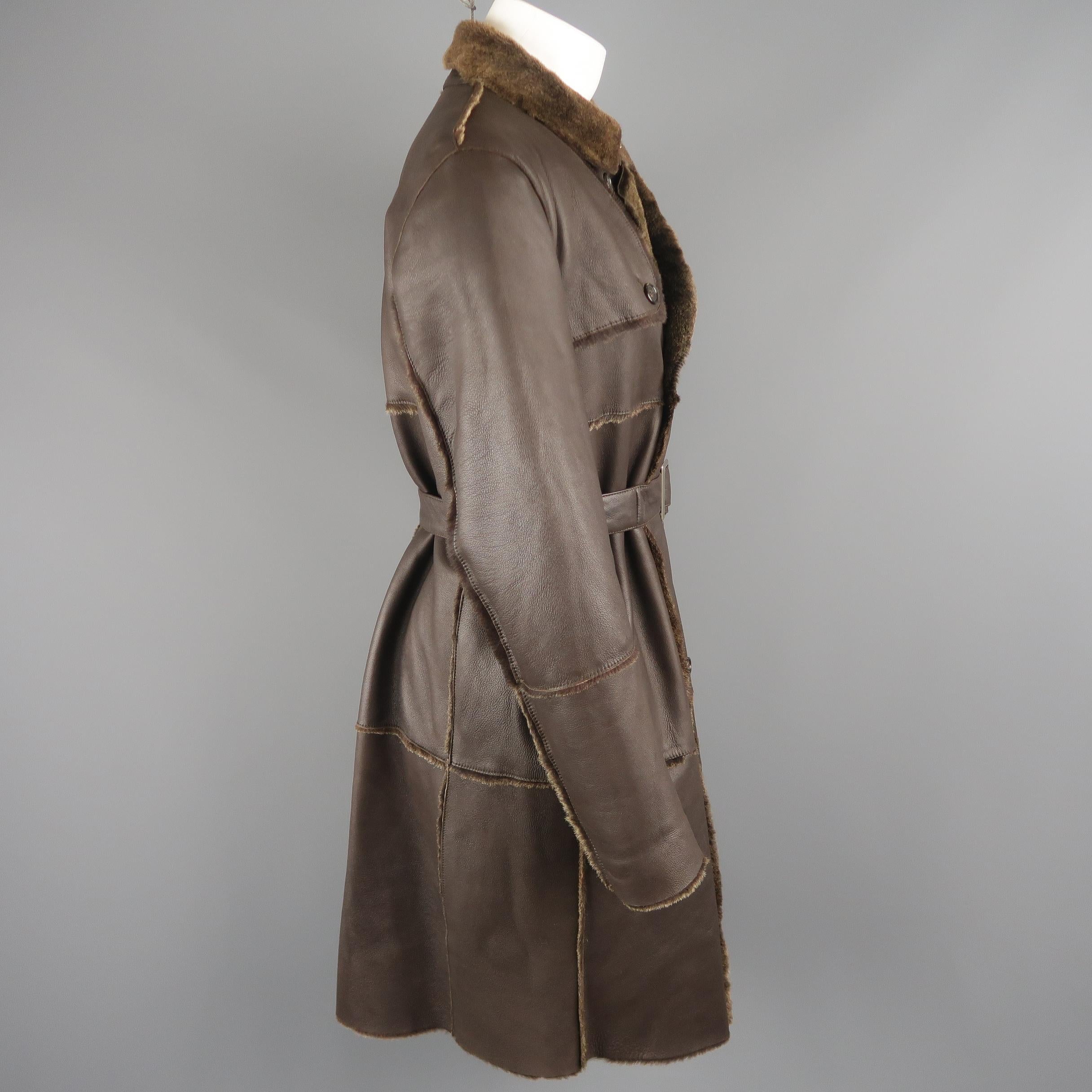 Burberry London Brown Trimmed Sheep Skin Fur Shearling Trench Coat 3