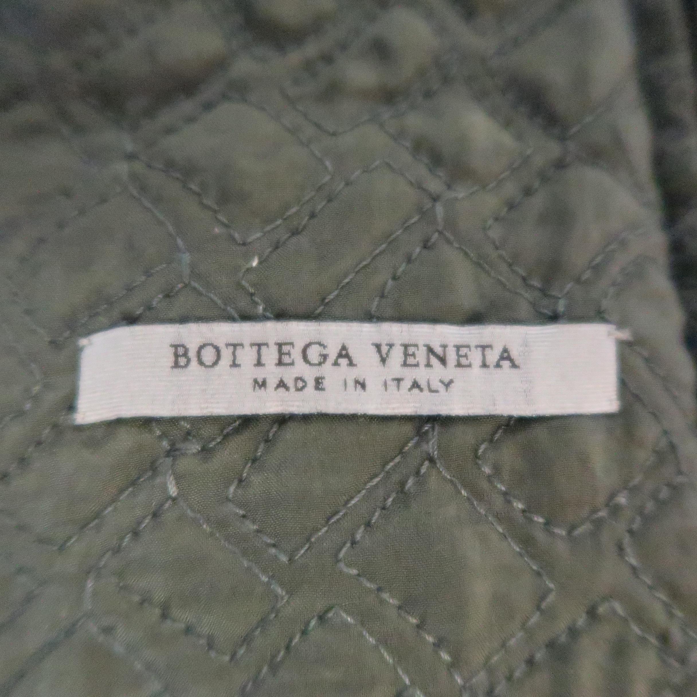 Men's Bottega Veneta Olive Green Woven Intrecciato Leather Bomber Jacket