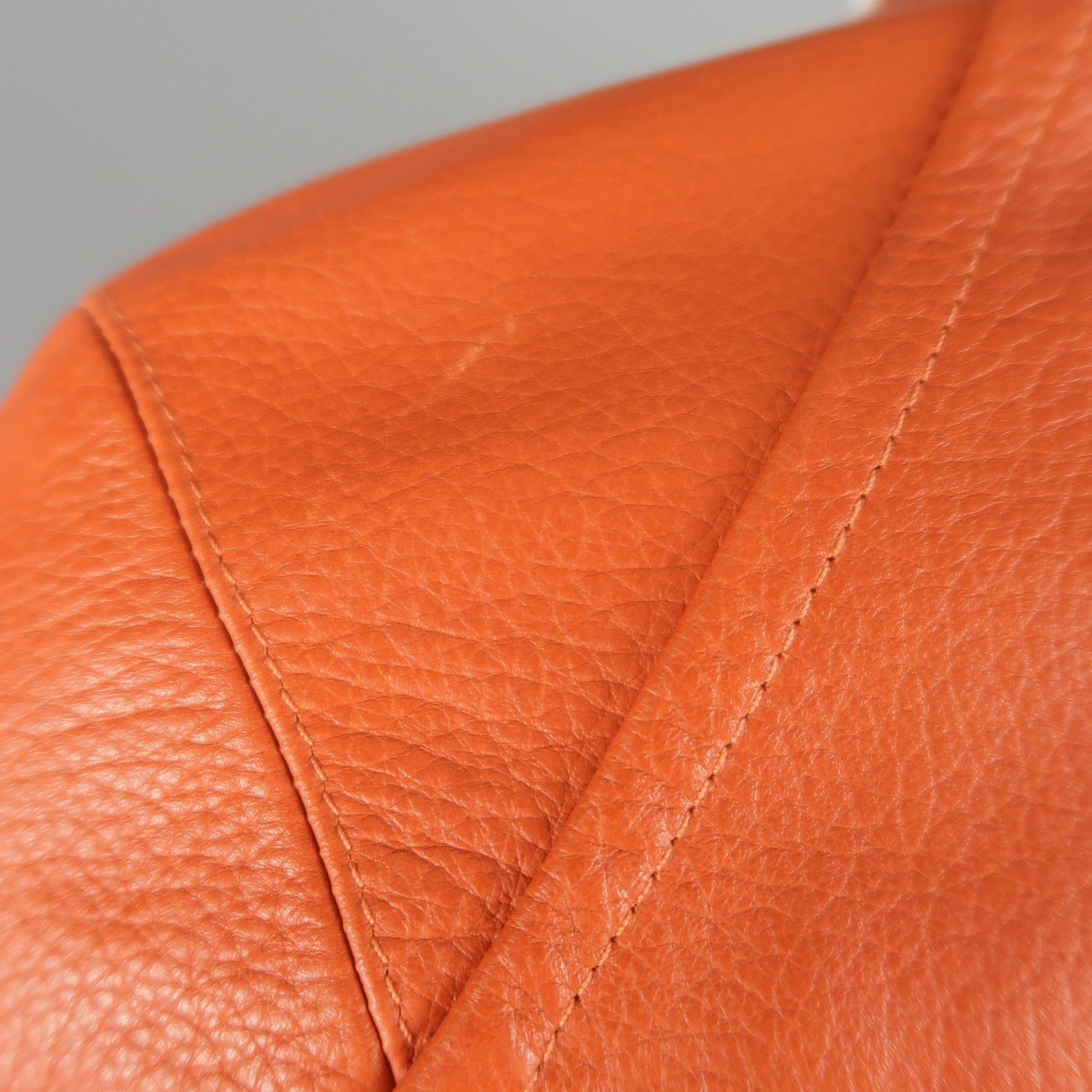 DSQUARED2 40 Orange Textured Leather Zip Sleeve Biker Jacket 6
