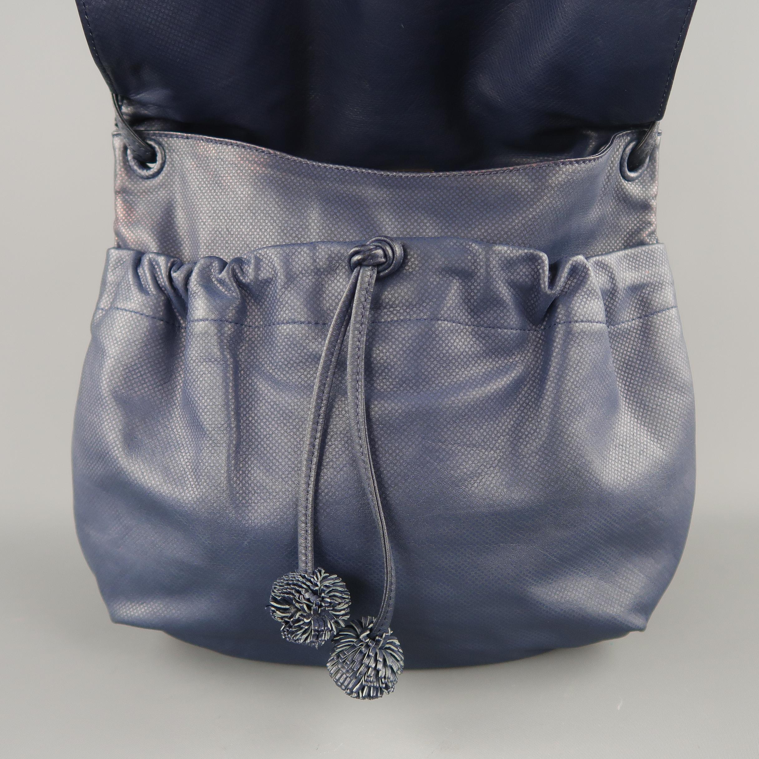 Women's Bottega Veneta Vintage Navy Leather Ball Tassel Shoulder Handbag