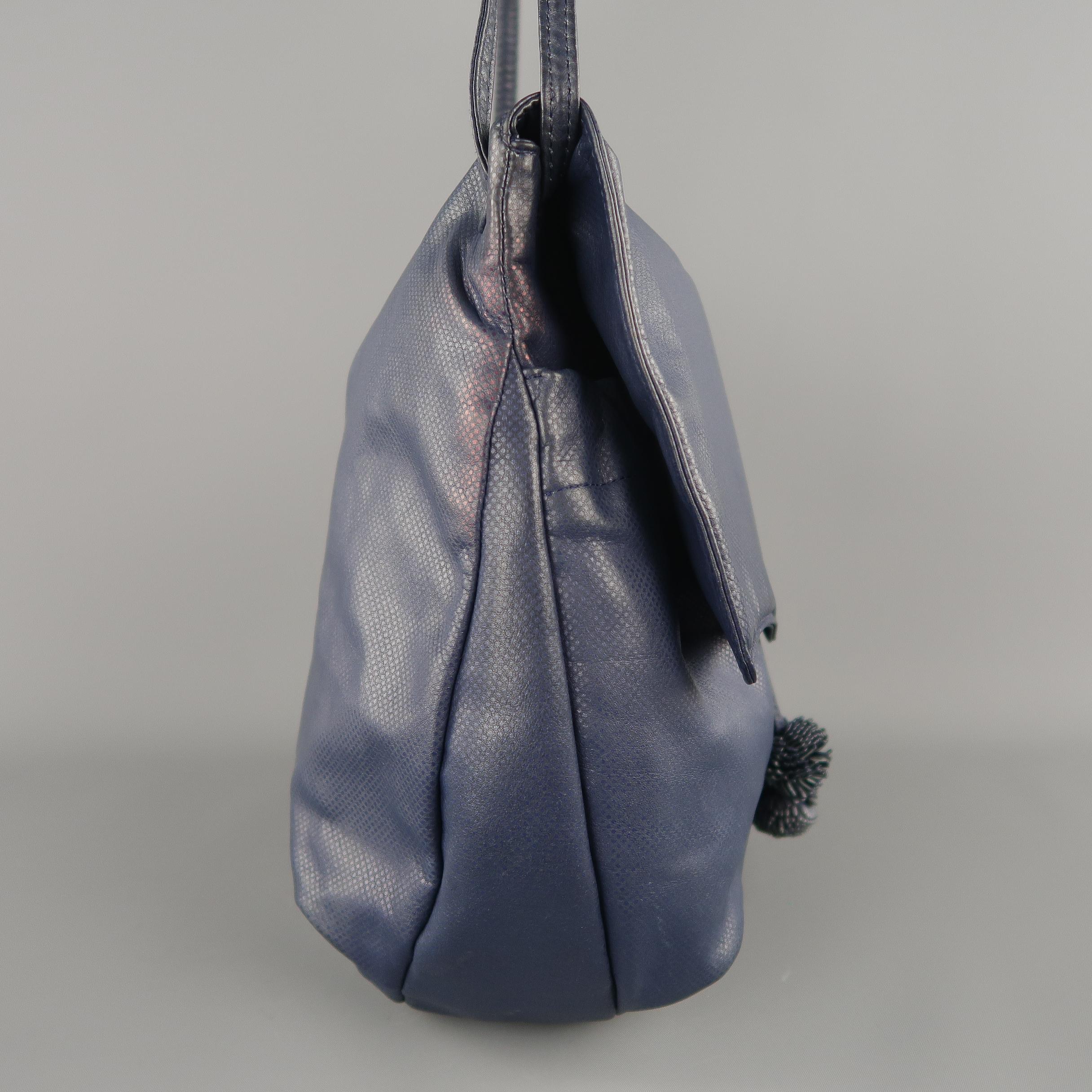 Bottega Veneta Vintage Navy Leather Ball Tassel Shoulder Handbag 1