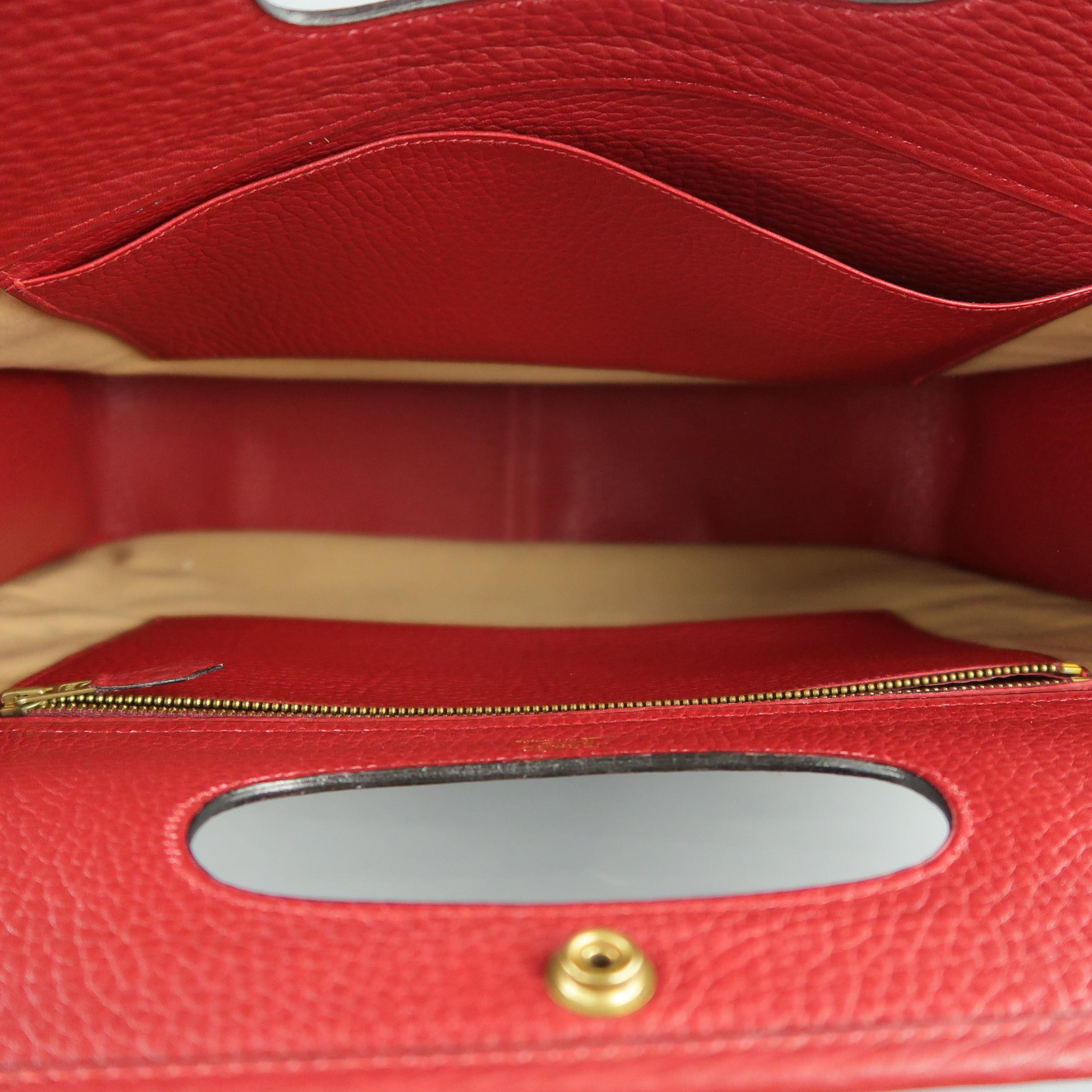 Vintage Hermes Red Textured Leather Cutout Handle Shopper Tote Handbag 9