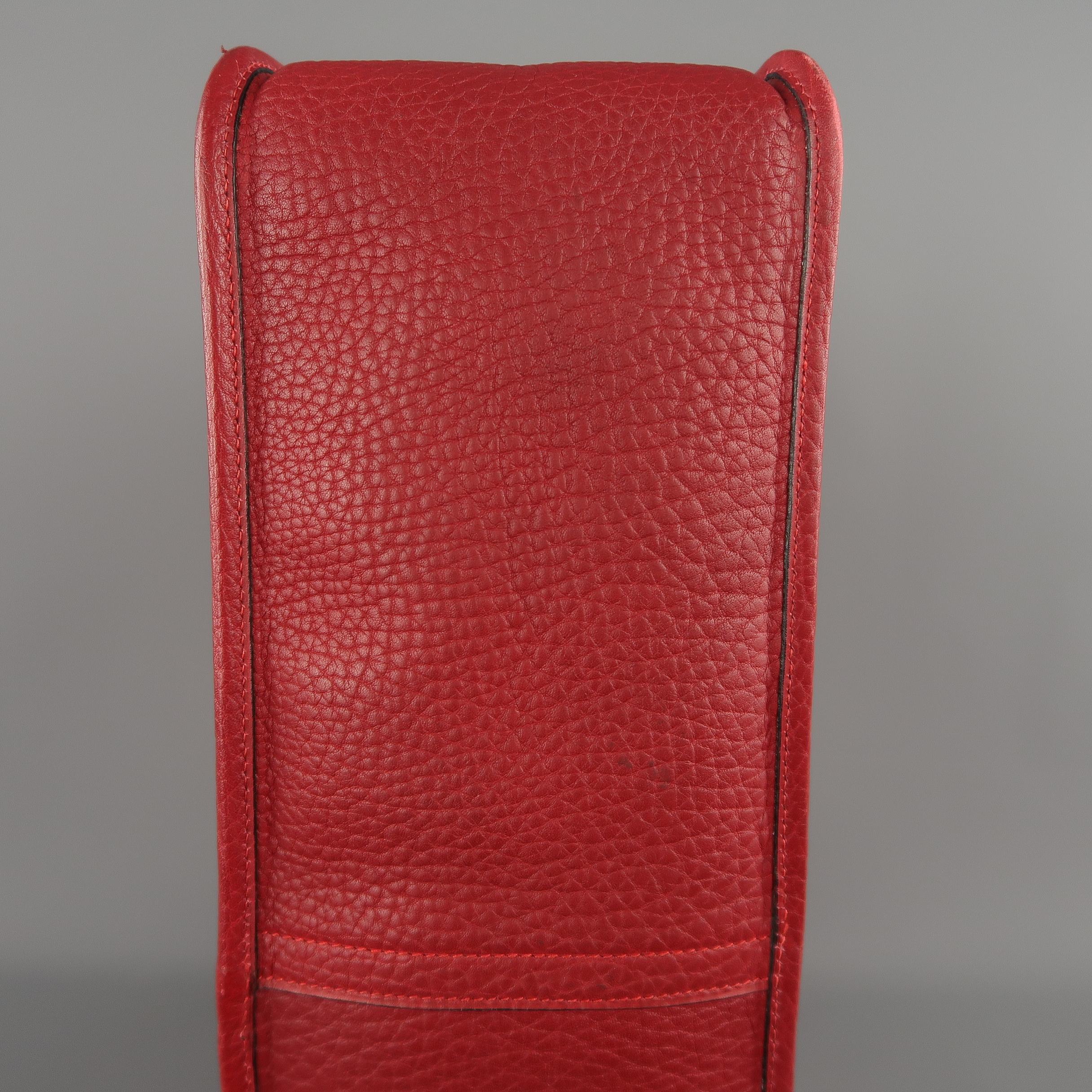 Vintage Hermes Red Textured Leather Cutout Handle Shopper Tote Handbag 4