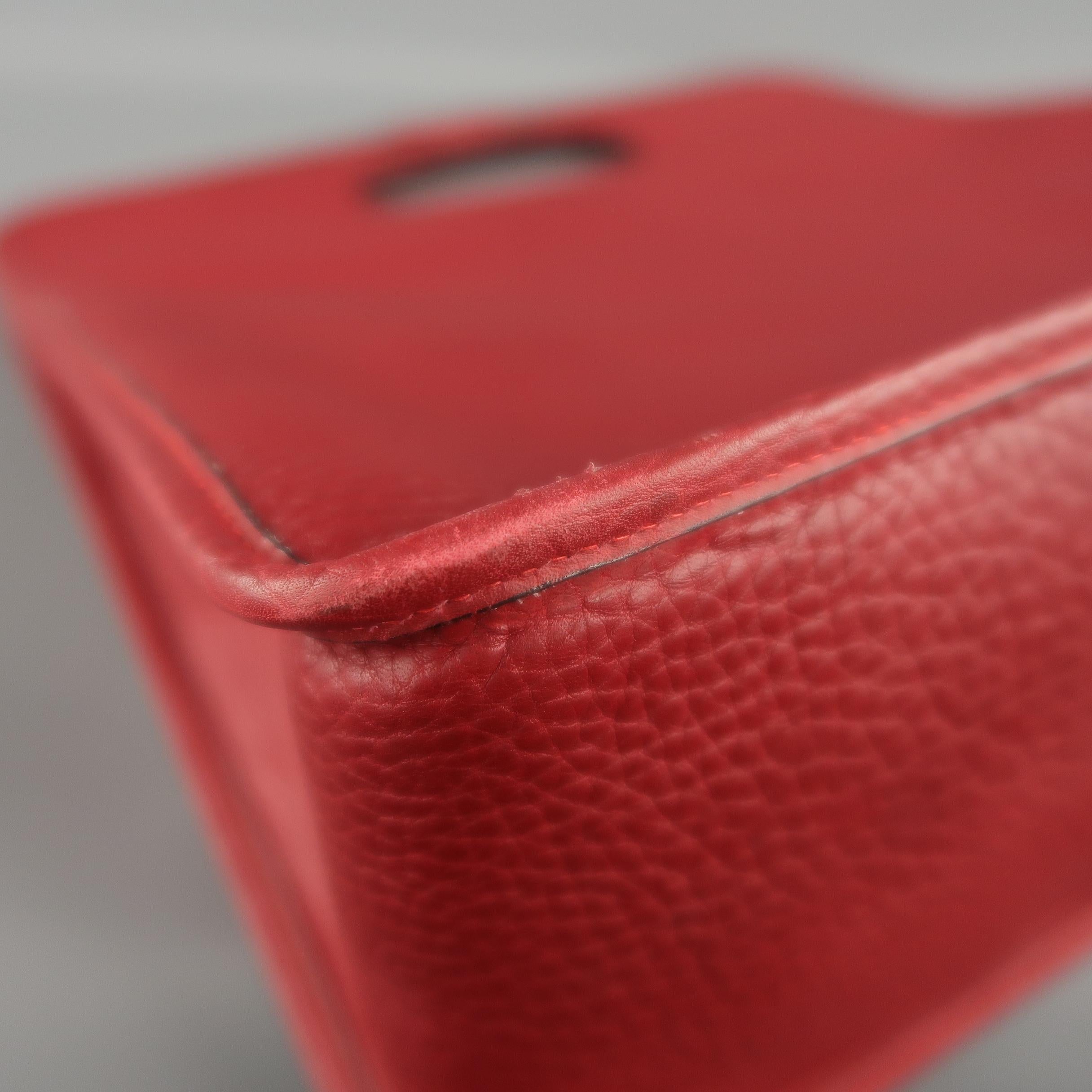 Vintage Hermes Red Textured Leather Cutout Handle Shopper Tote Handbag 8