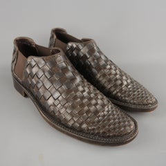 Men's ROCCO P. Size 7.5 Brown Woven Leather Slip On Loafers