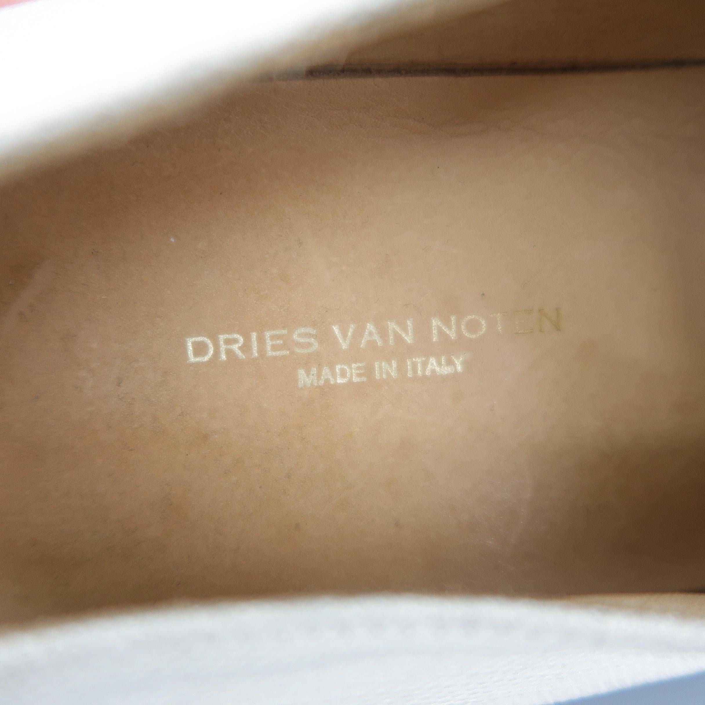 Men's DRIES VAN NOTEN Size US 10 / EU 43 - White Leather & Canvas Lace Up Shoes 2