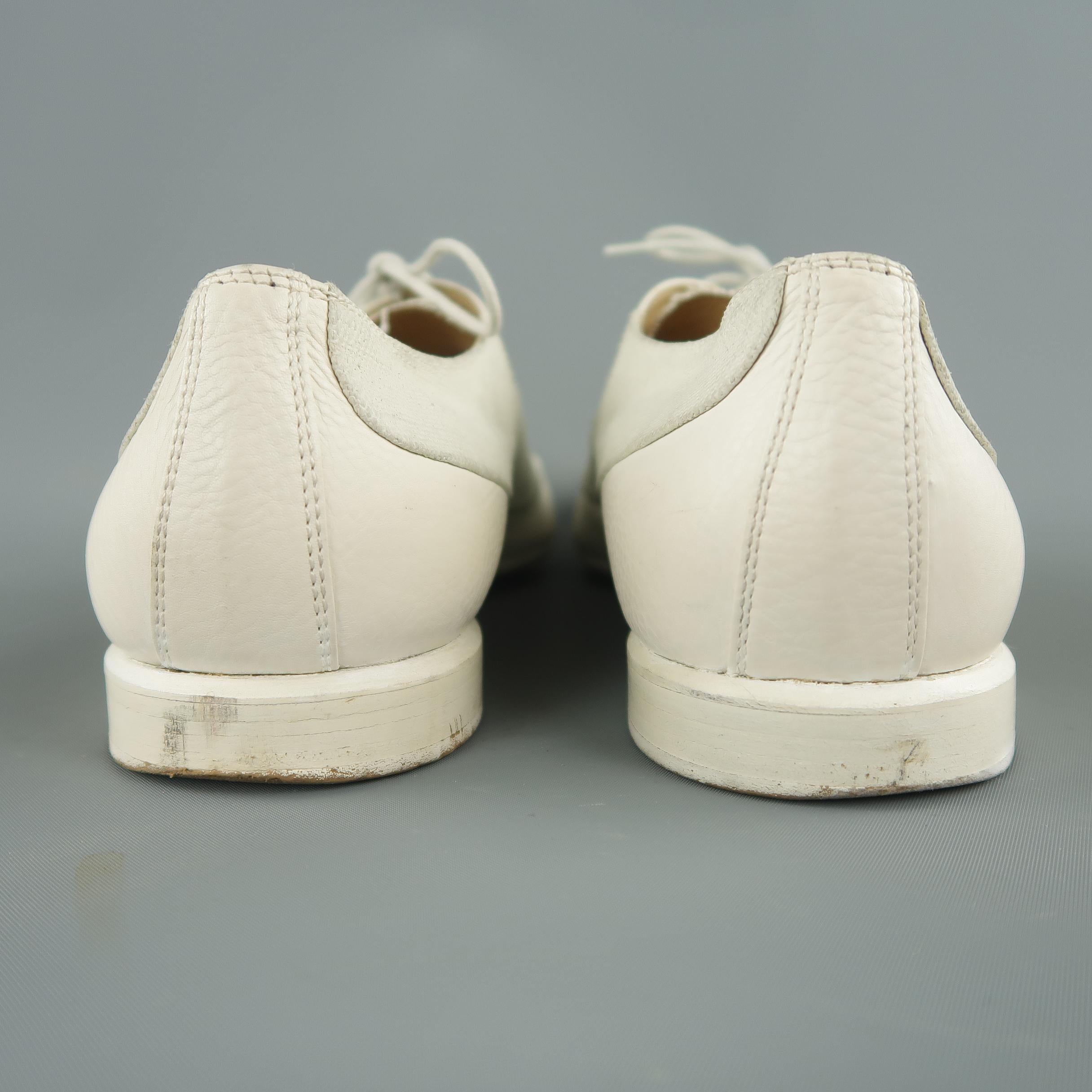 Men's DRIES VAN NOTEN Size US 10 / EU 43 - White Leather & Canvas Lace Up Shoes 1