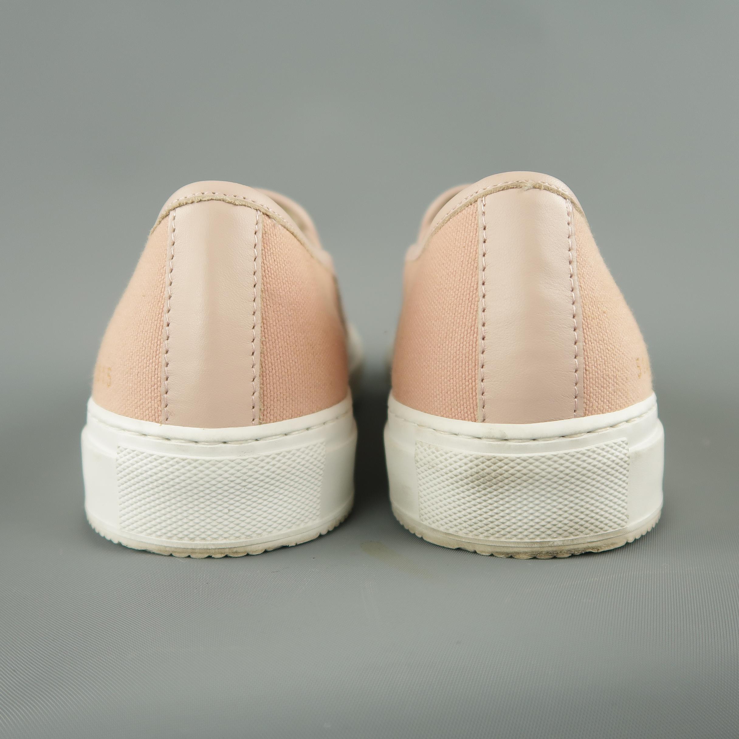 COMMON PROJECTS Size 7 Rose Pink Canvas & Leather Slip On Sneakers 1