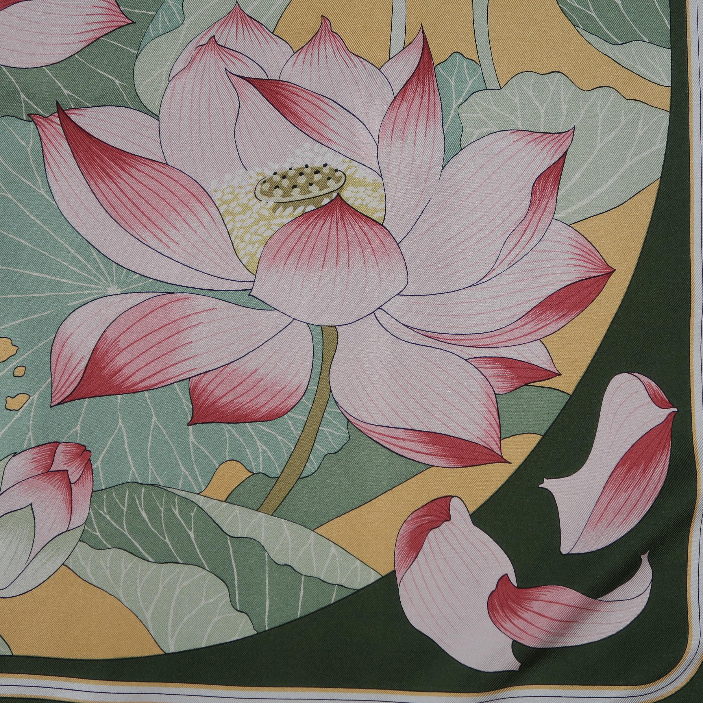 hermes fleur de lotus scarf