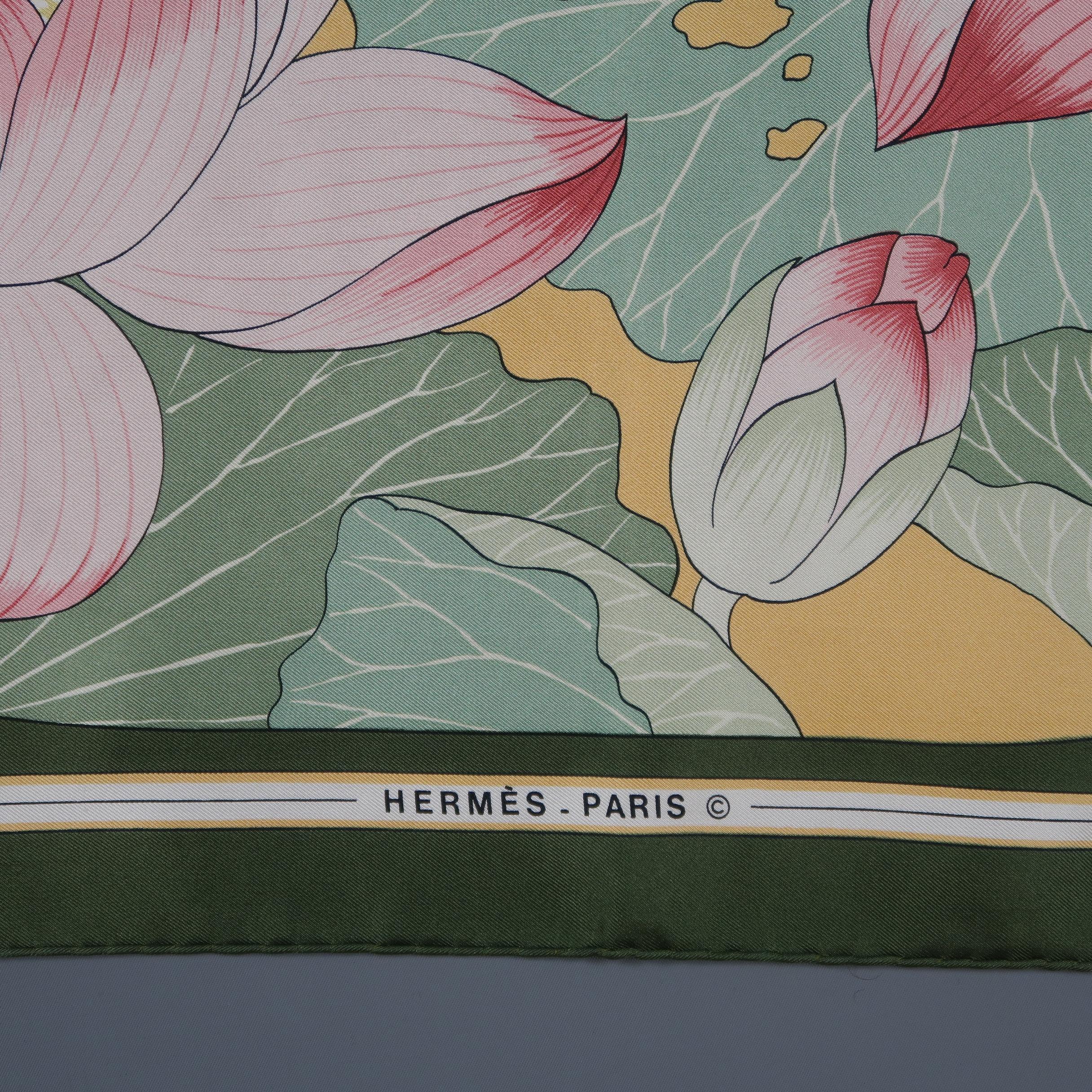 fleurs de lotus hermes scarf