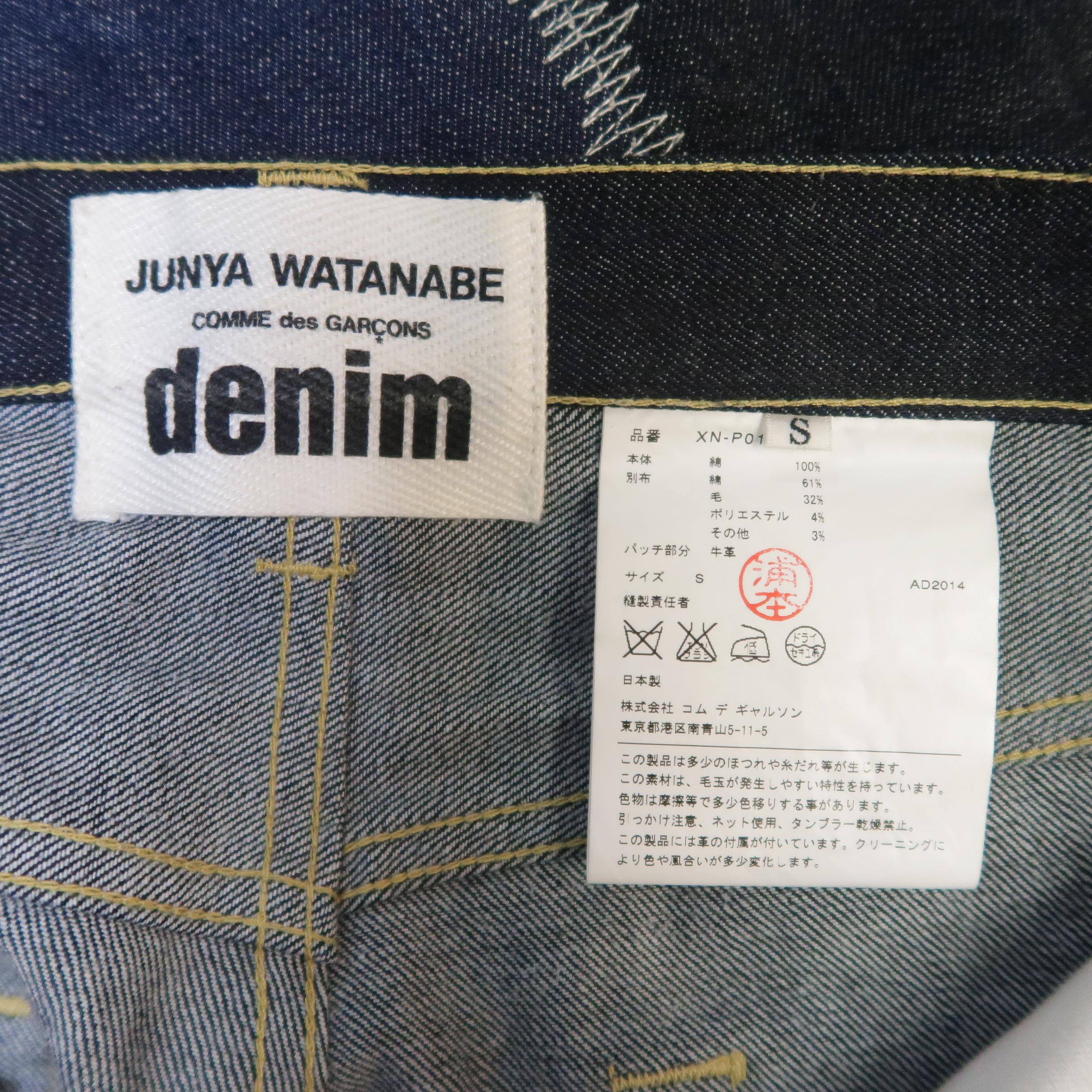 Men's JUNYA WATANABE Size S Indigo Distressed Patchwork Denim Jeans 2