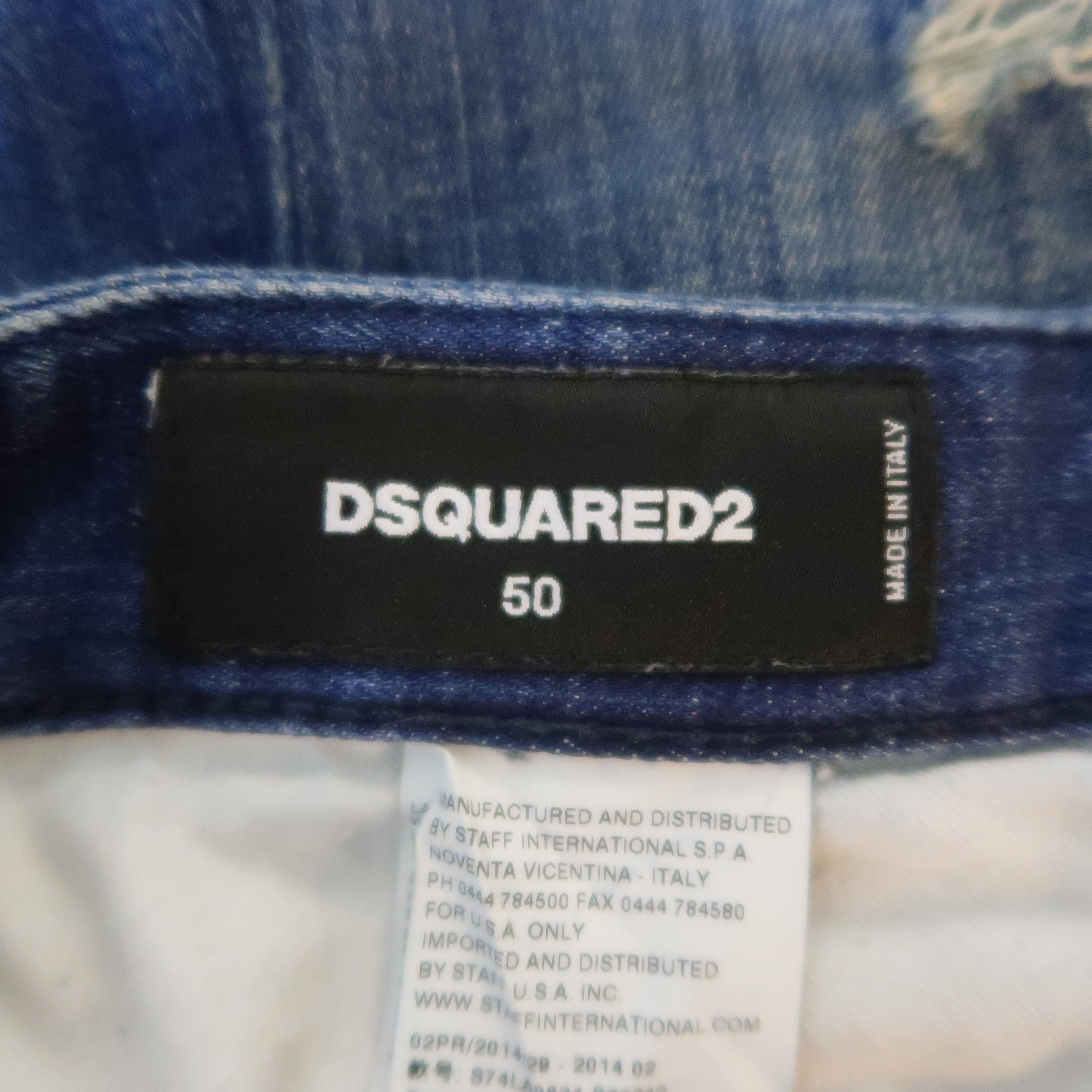 Men's DSQUARED2 Size 34 Medium Wash Distressed Denim Paint Splatter Jeans 7