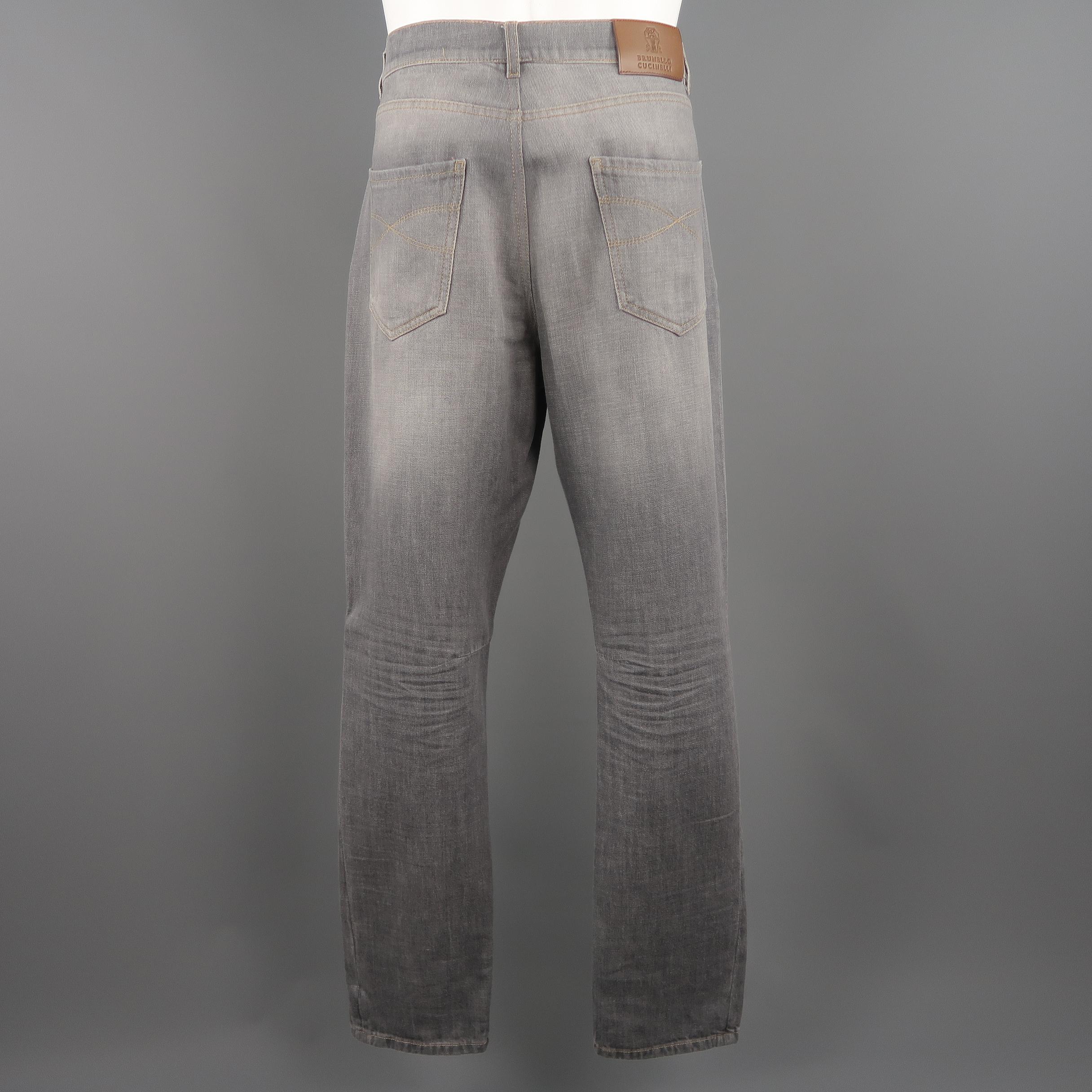 Men's BRUNELLO CUCINELLI Size 34 Grey Wash Denim Jeans 1