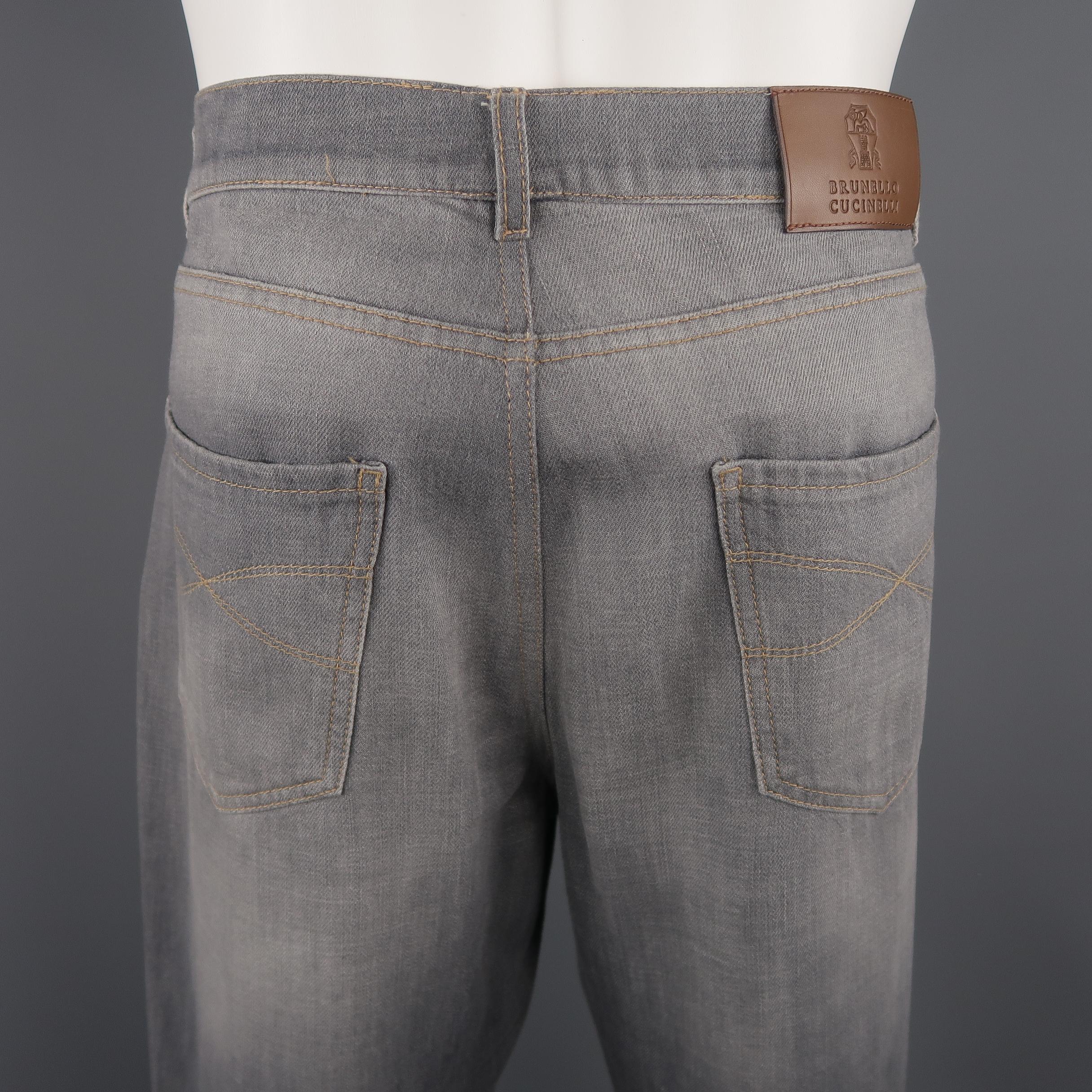 Men's BRUNELLO CUCINELLI Size 34 Grey Wash Denim Jeans 2