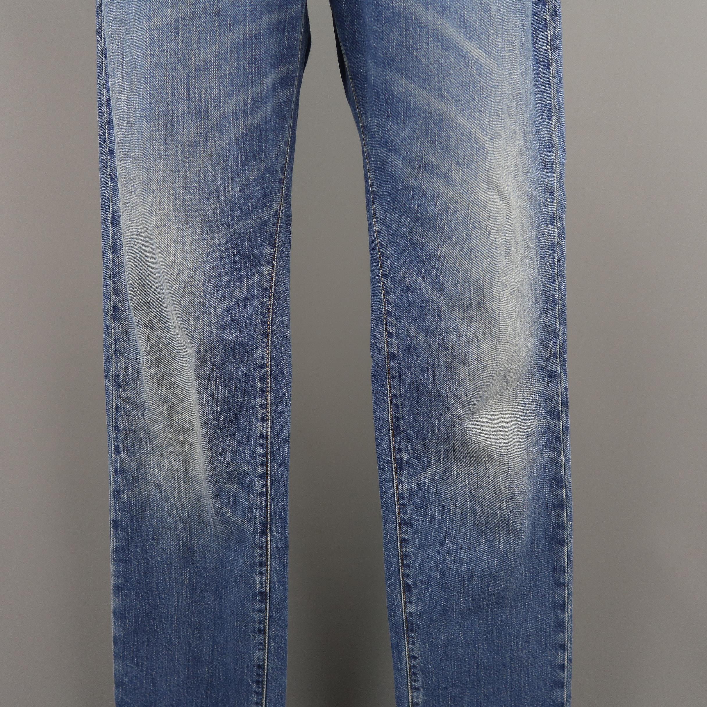 Gray MAISON MARTIN MARGIELA Size 32 Medium Wash Distressed Denim Jeans