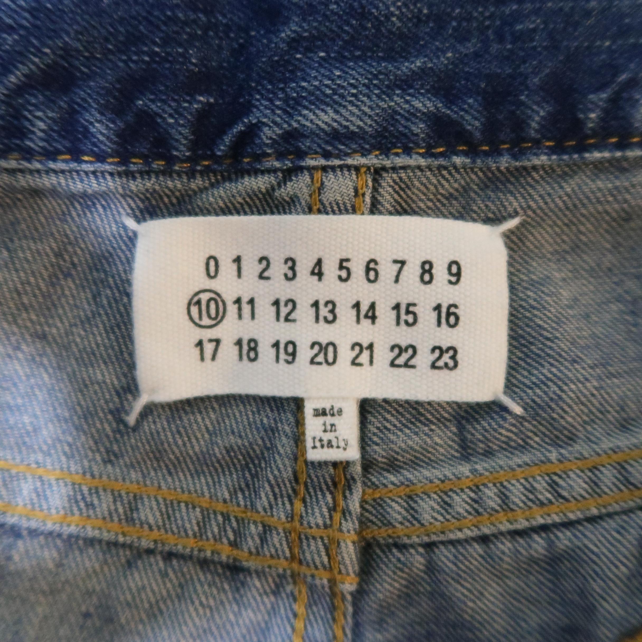 MAISON MARTIN MARGIELA Size 32 Medium Wash Distressed Denim Jeans 3