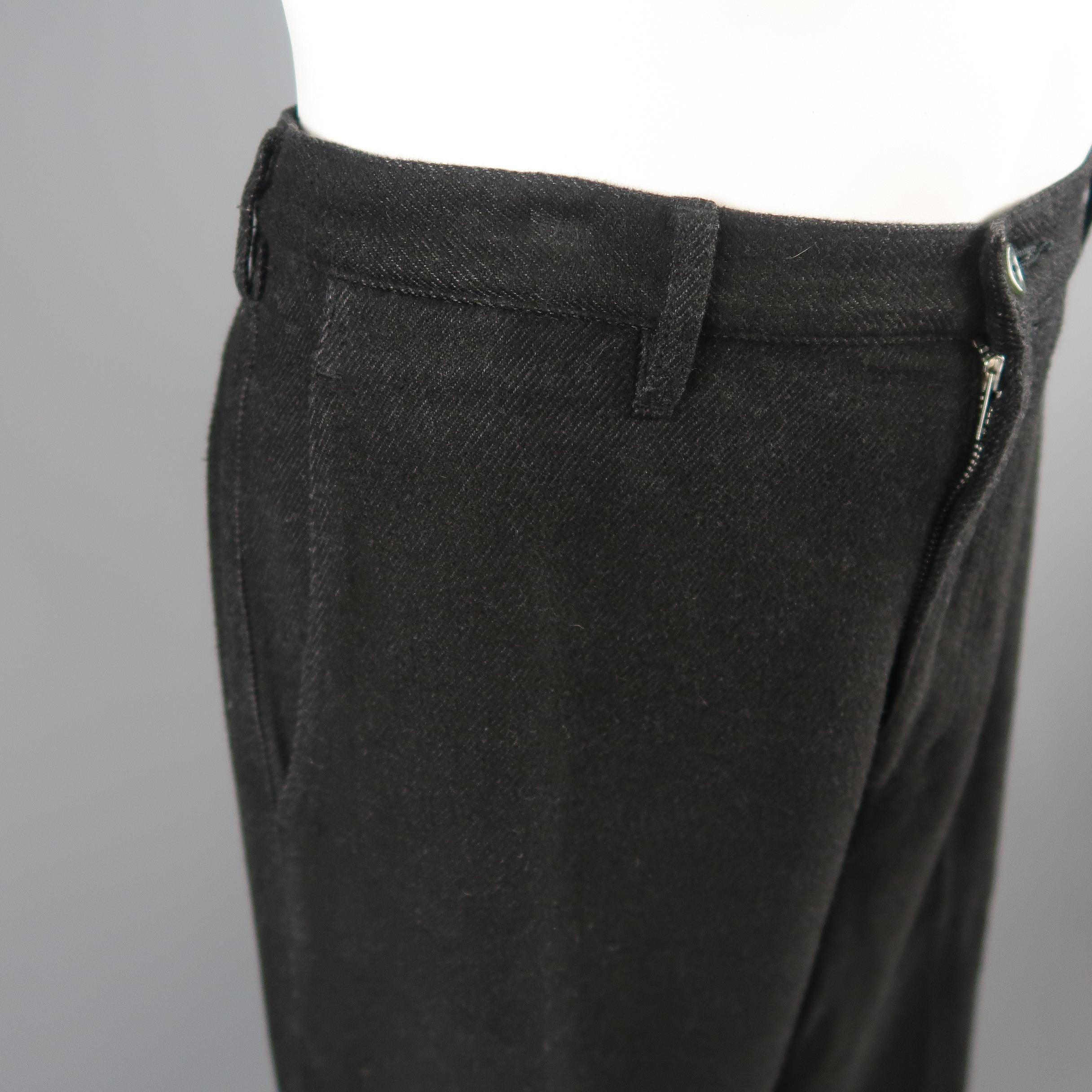 Men's COMME des GARCONS Size L Black Solid Cotton Blend Washed Twill Dress Pants