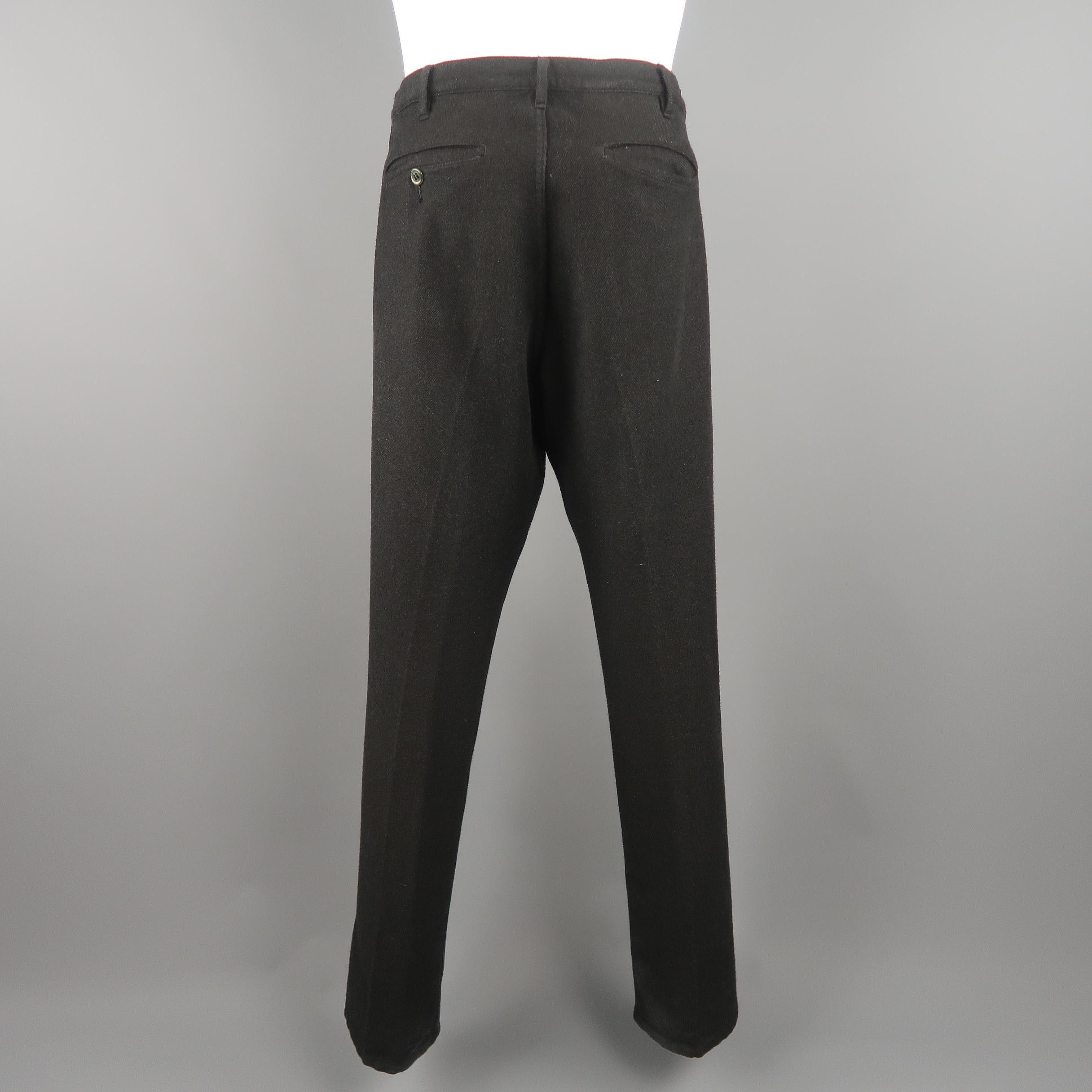 COMME des GARCONS Size L Black Solid Cotton Blend Washed Twill Dress Pants 1