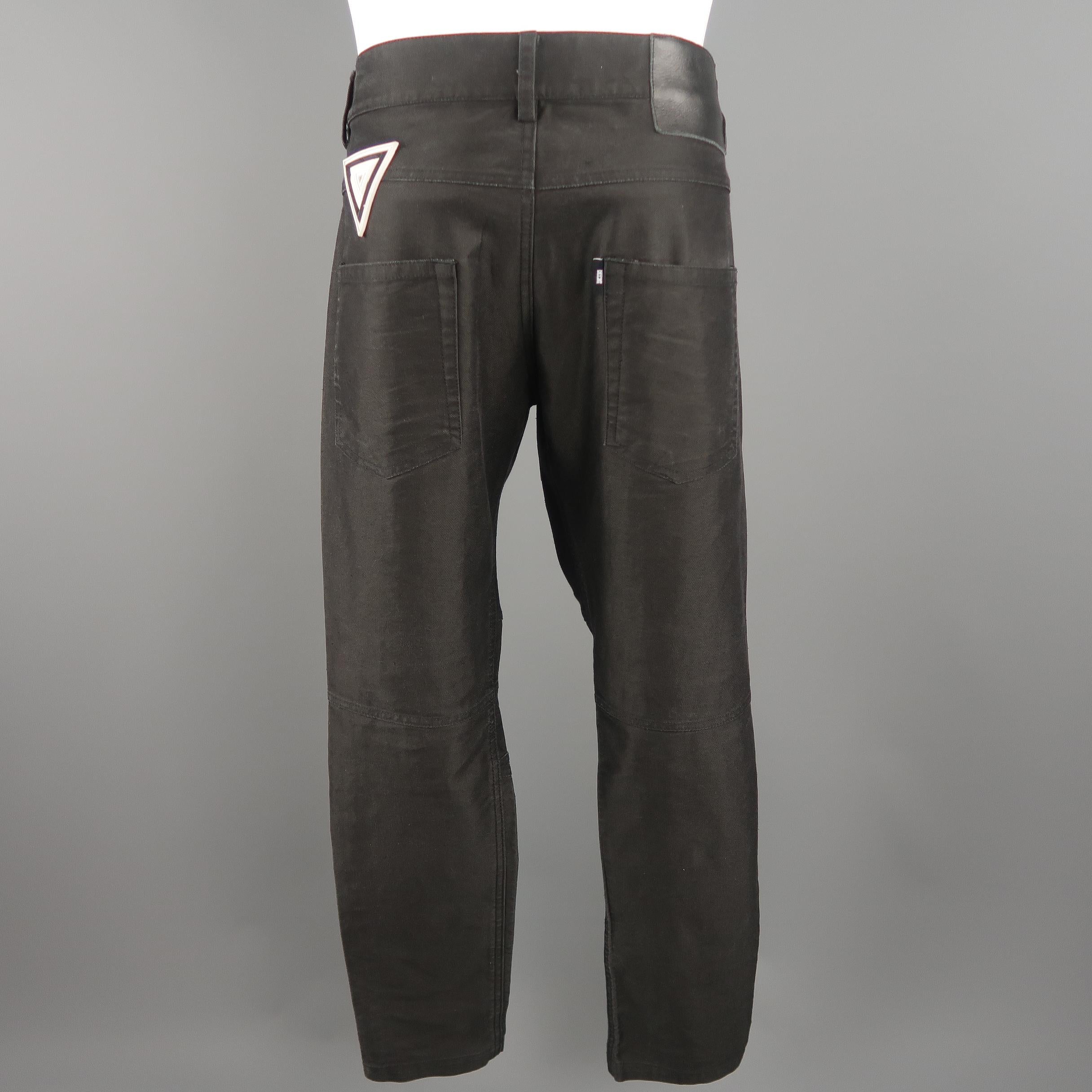 KTZ Size M Black Rubber Motocross Aplique Cotton Pants / Jeans 6