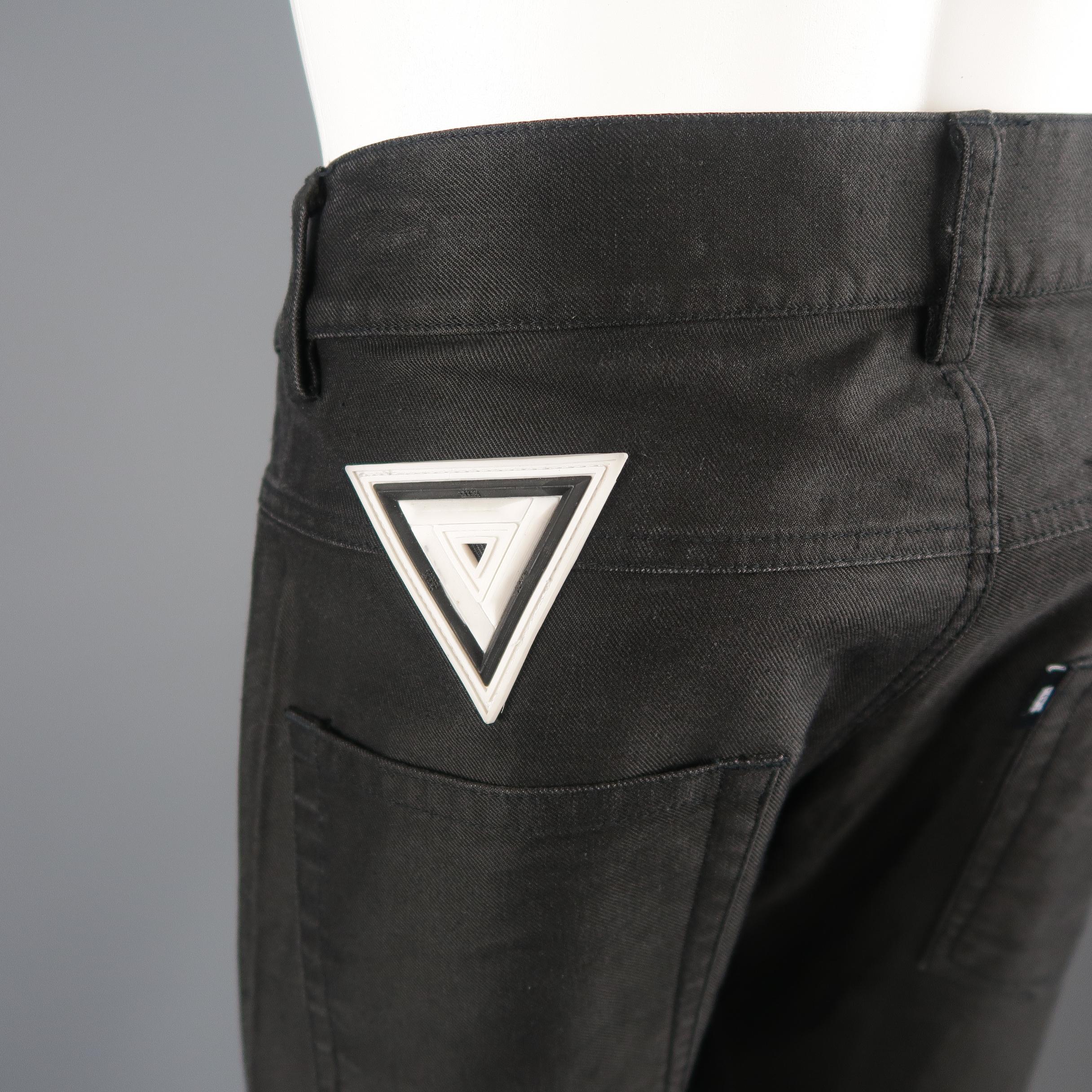 KTZ Size M Black Rubber Motocross Aplique Cotton Pants / Jeans 5