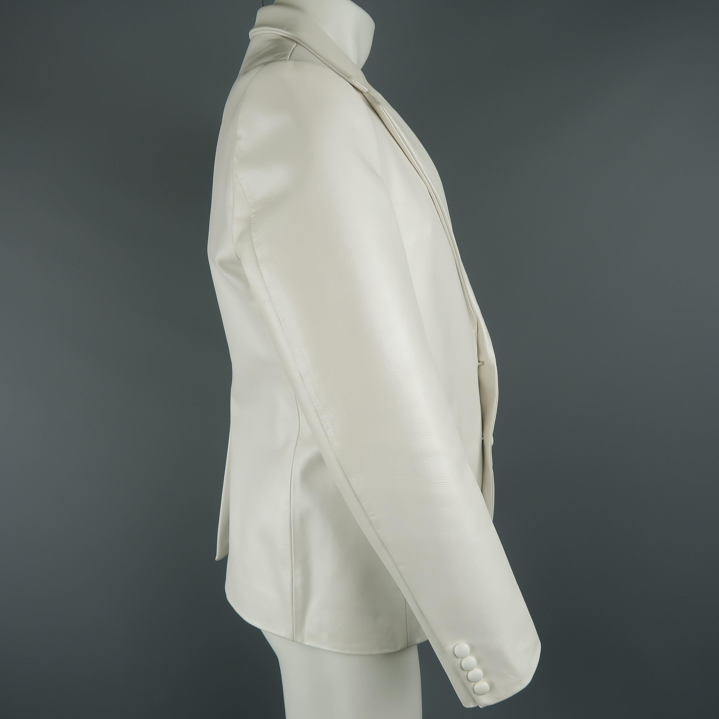 Men's AL'S ATTIRE 38 White Leather Notch Lapel Two Buttom Custom Jacket 1
