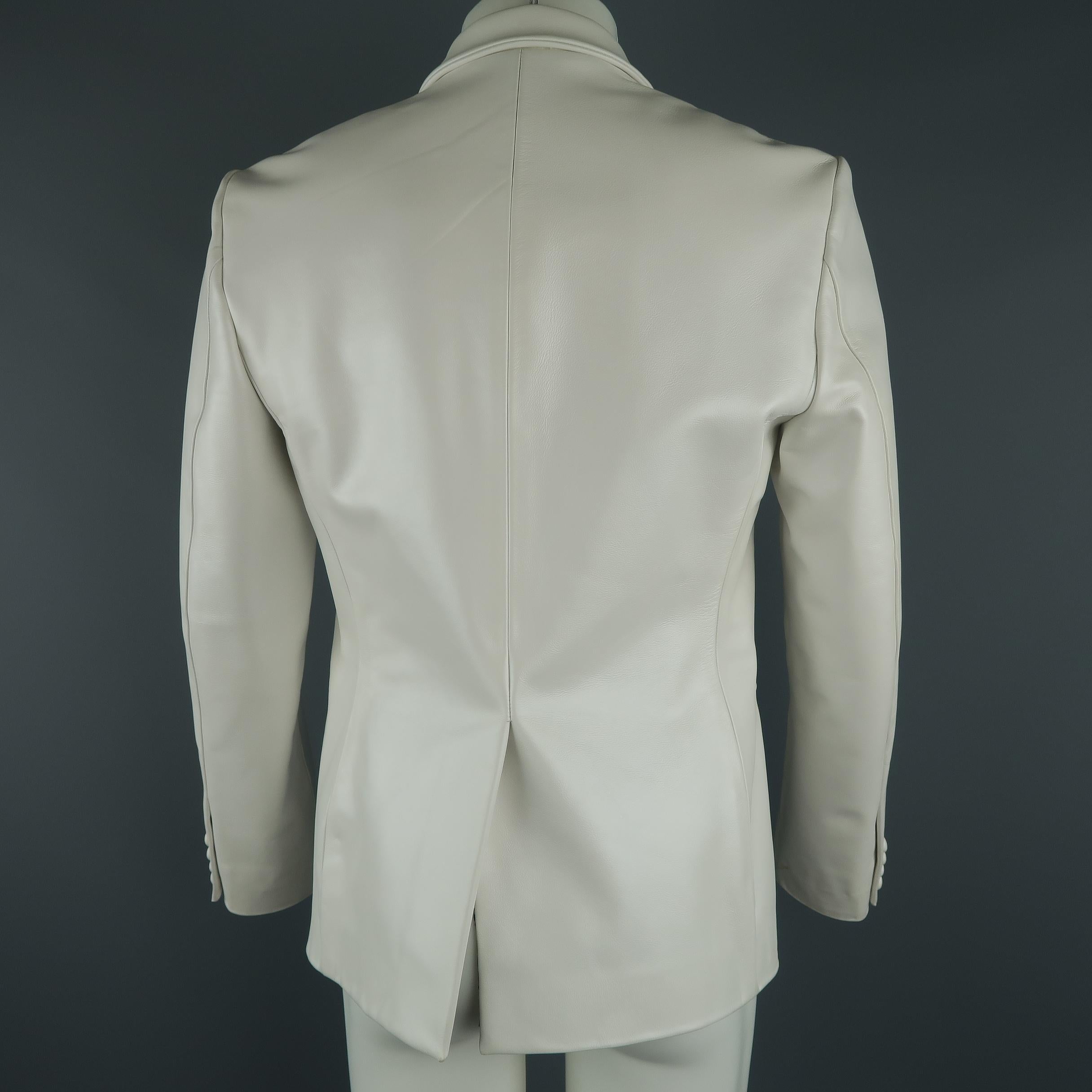 Men's AL'S ATTIRE 38 White Leather Notch Lapel Two Buttom Custom Jacket 2