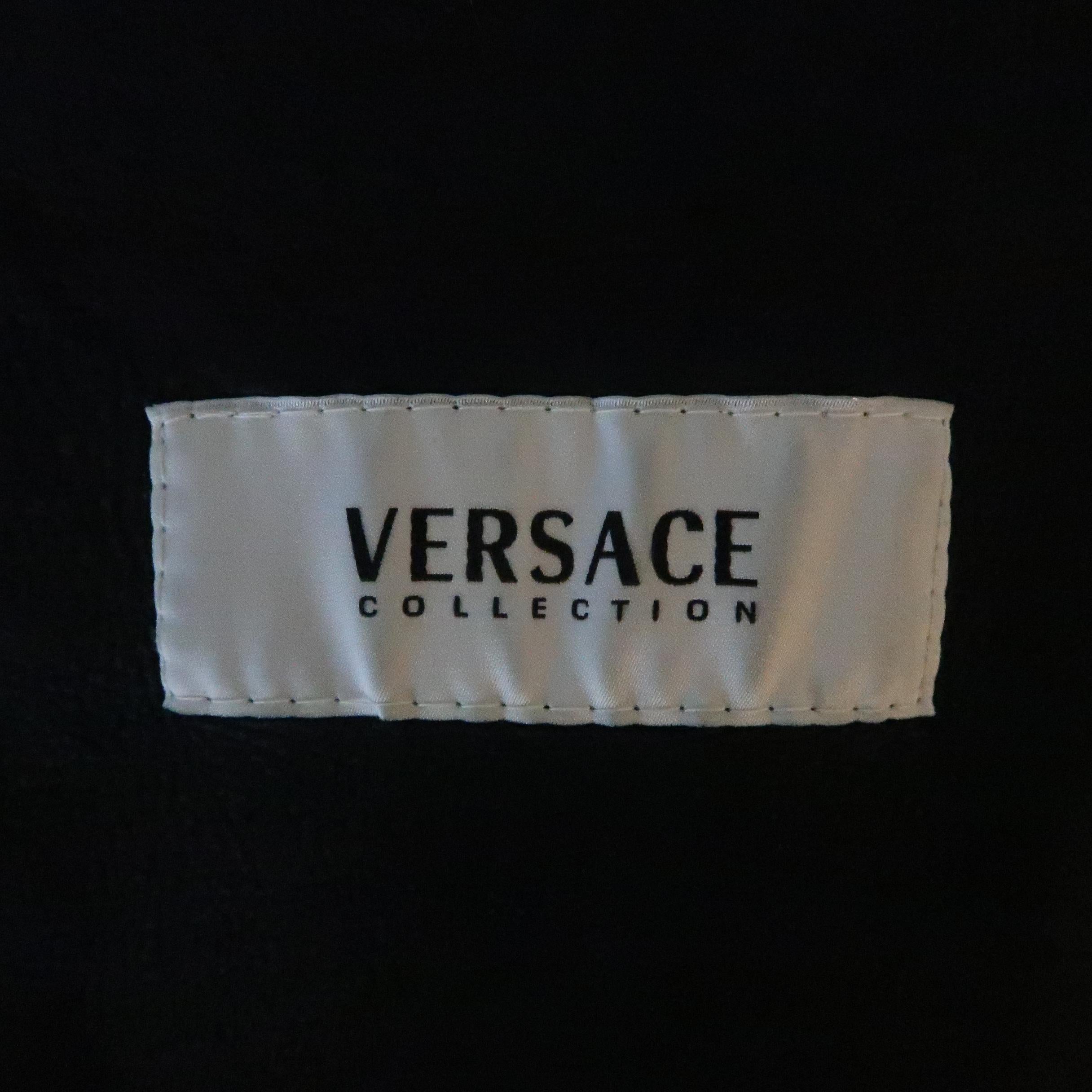 Men's VERSACE COLLECTION 40 Black Soft Leather Bank Collar Biker Jacket 6