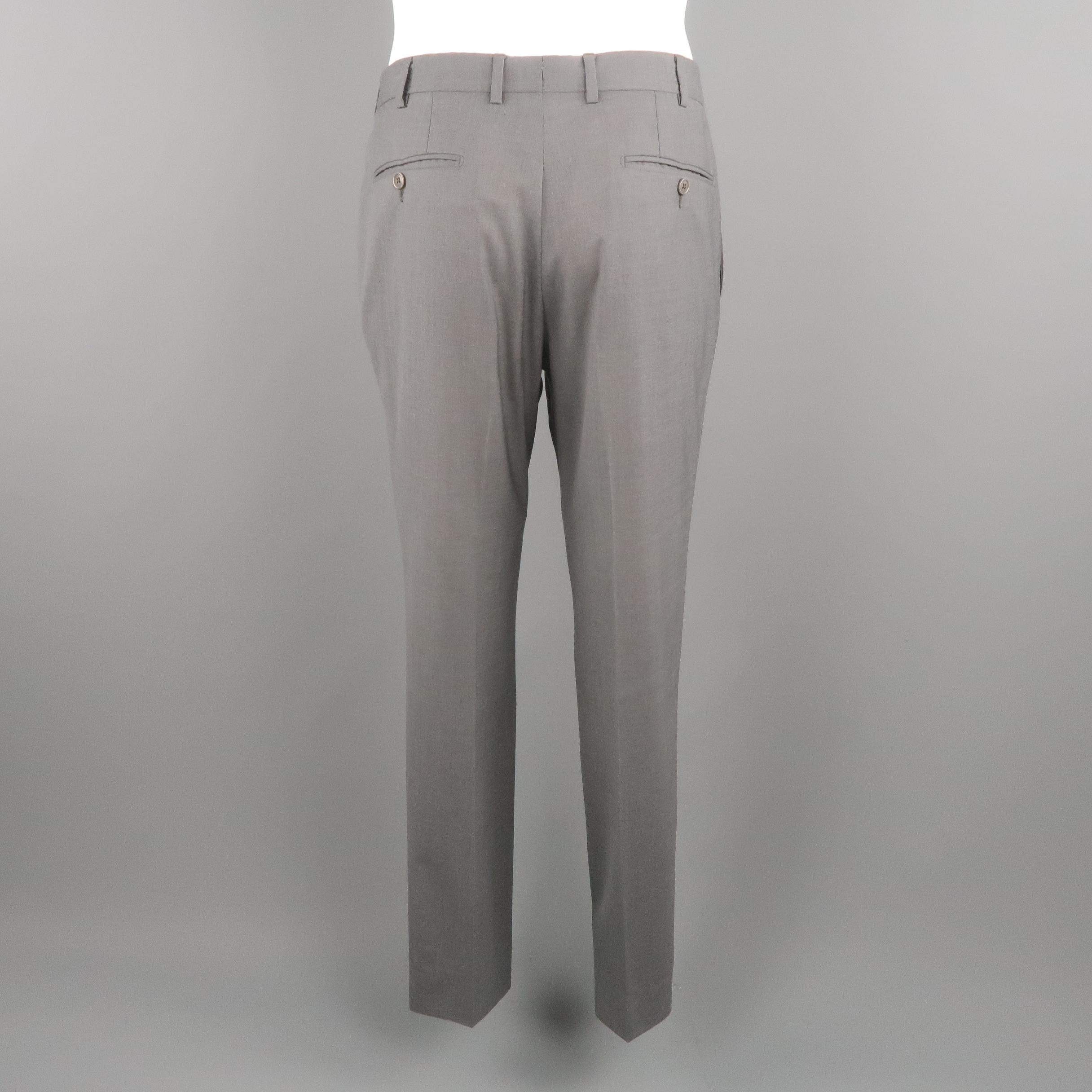 ERMENEGILDO ZEGNA Size 32 Dark Gray Solid Wool Dress Pants In Excellent Condition In San Francisco, CA